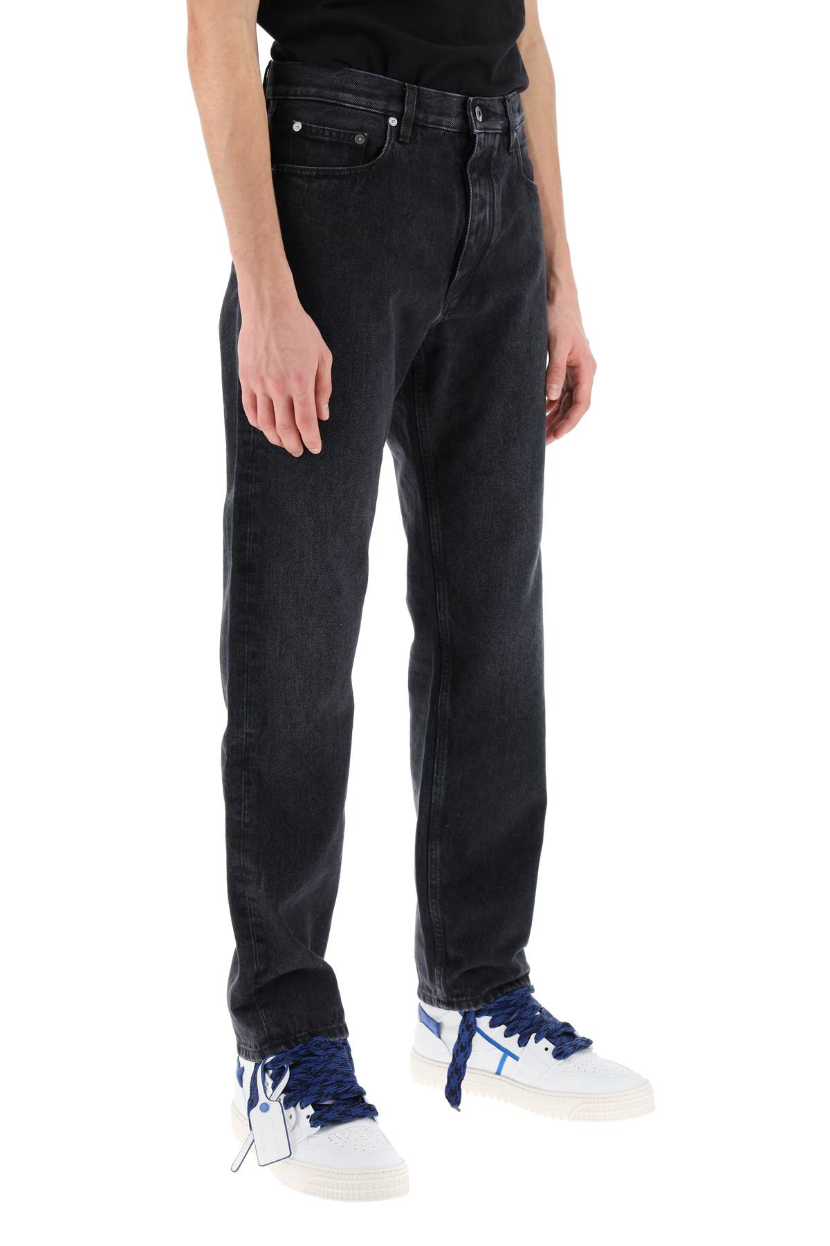 Off-white Regular Jeans With Tapered Cut In Black No Color (grey)