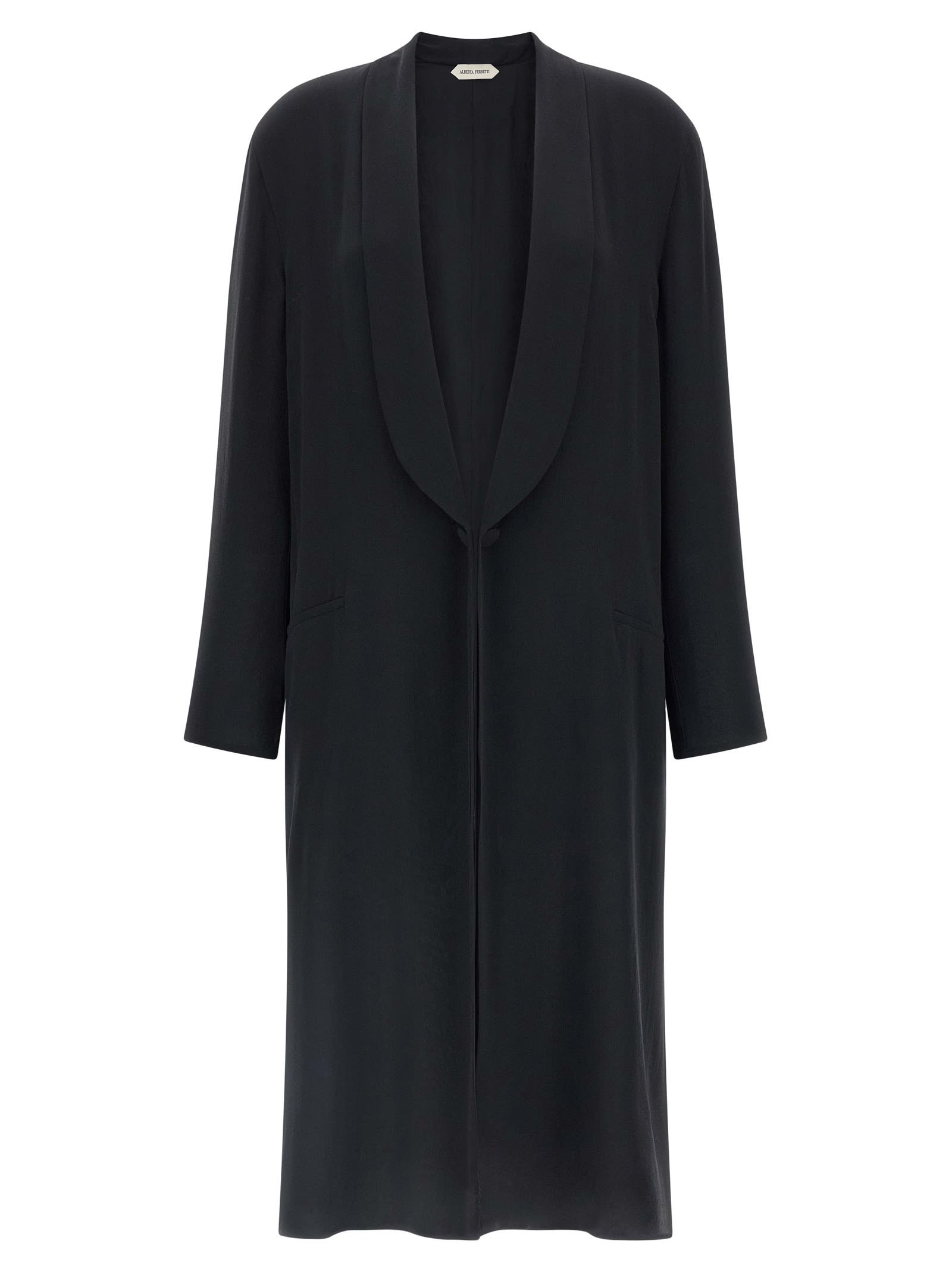 Alberta Ferretti Silk Georgette Coat Coats And Trench Coats Black In Black