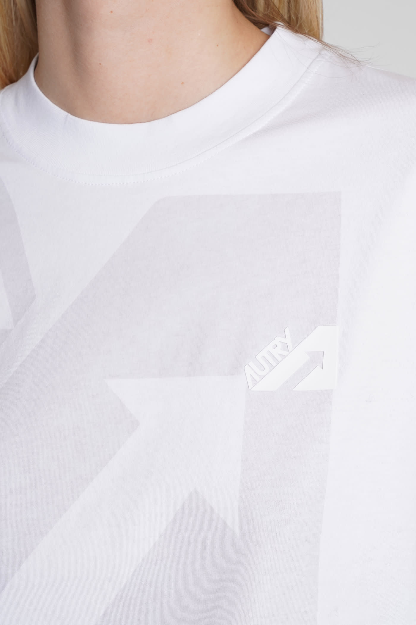 Autry Sport Crop Crew Neck T-shirt In White