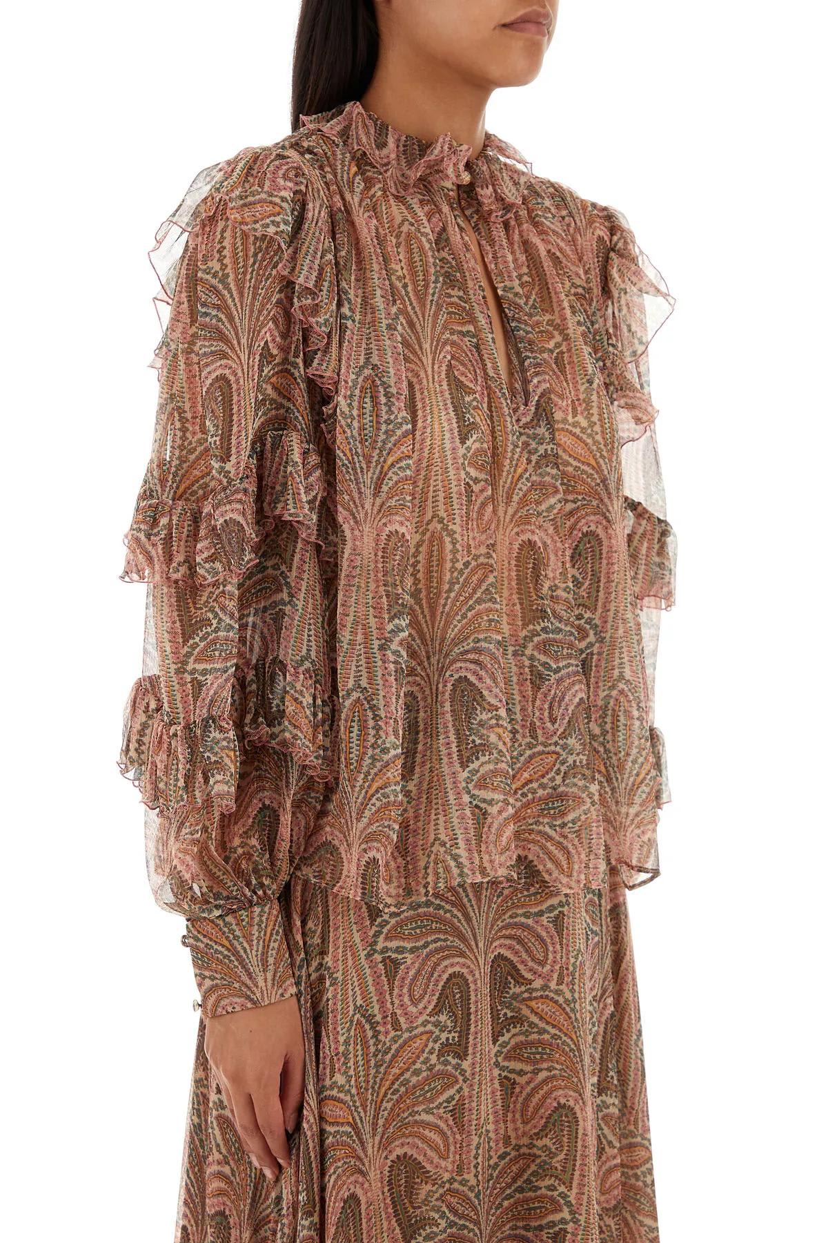 Shop Etro Printed Crepe Blouse In Powder