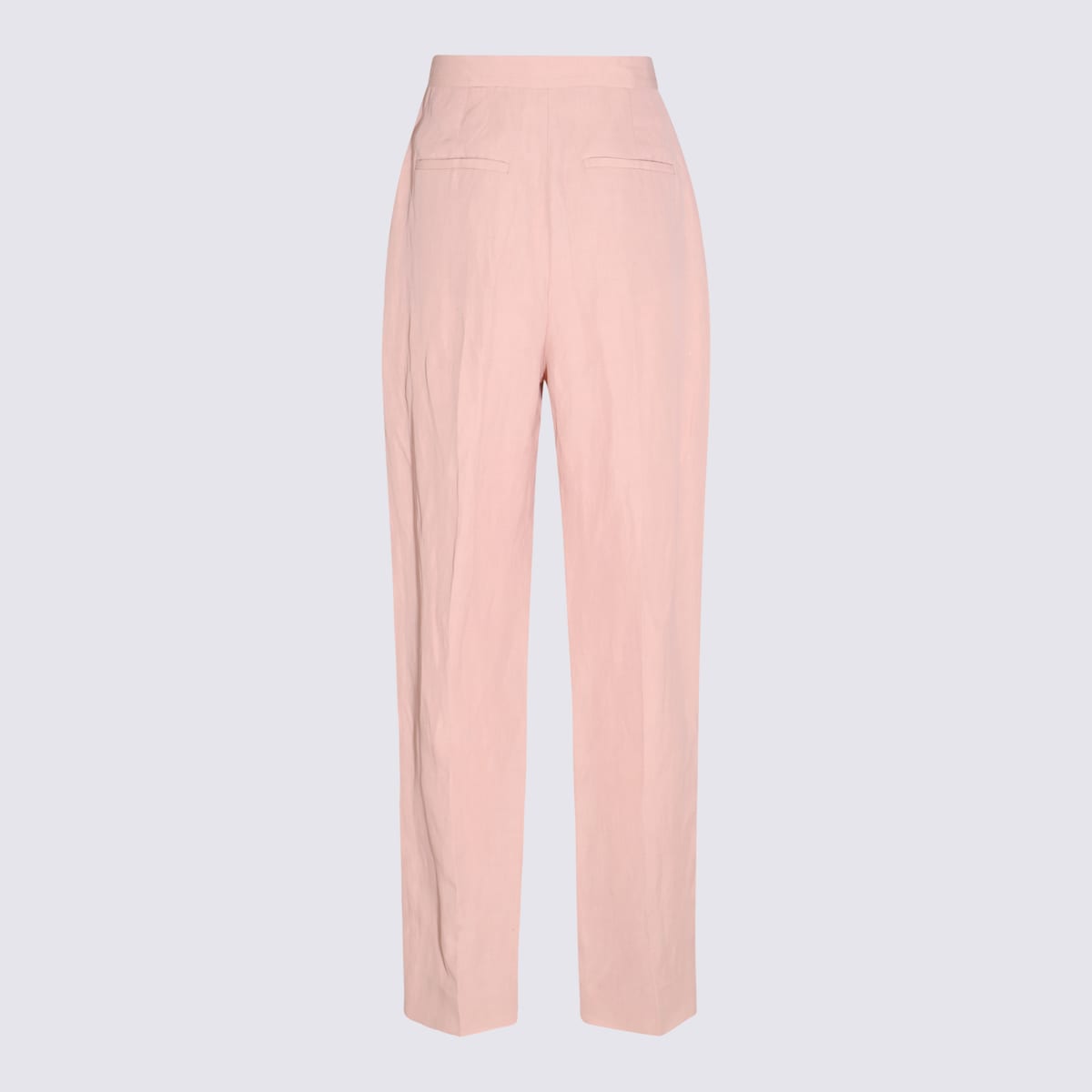 Shop Stella Mccartney Rose Viscose And Linen Pants In Pink
