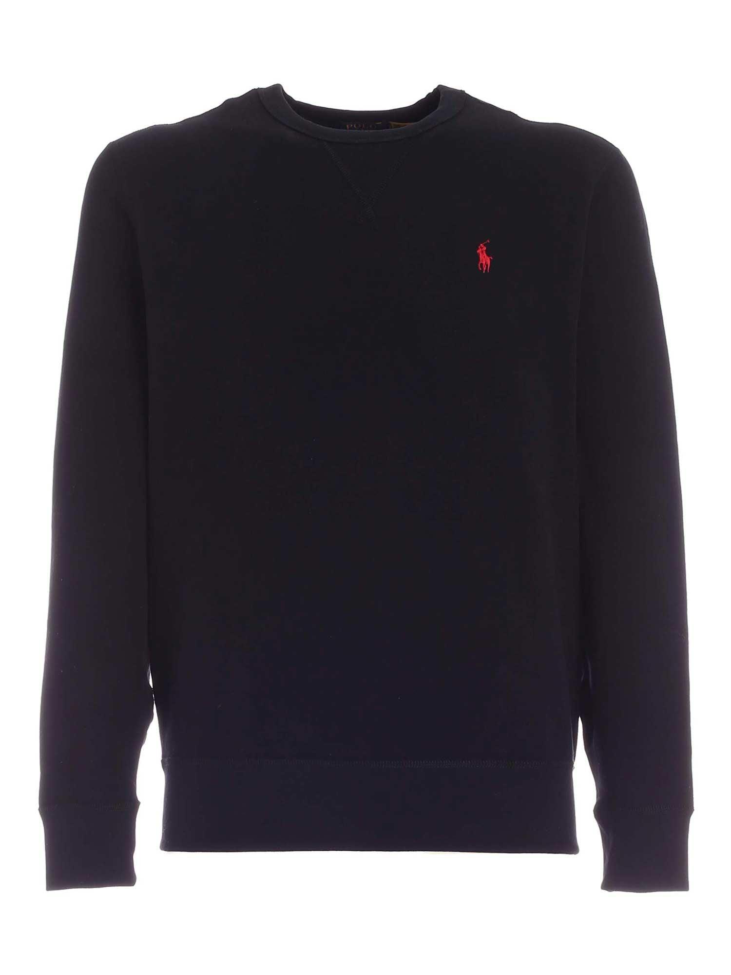 Ralph Lauren Logo Embroidered Sweatshirt In Polo Black