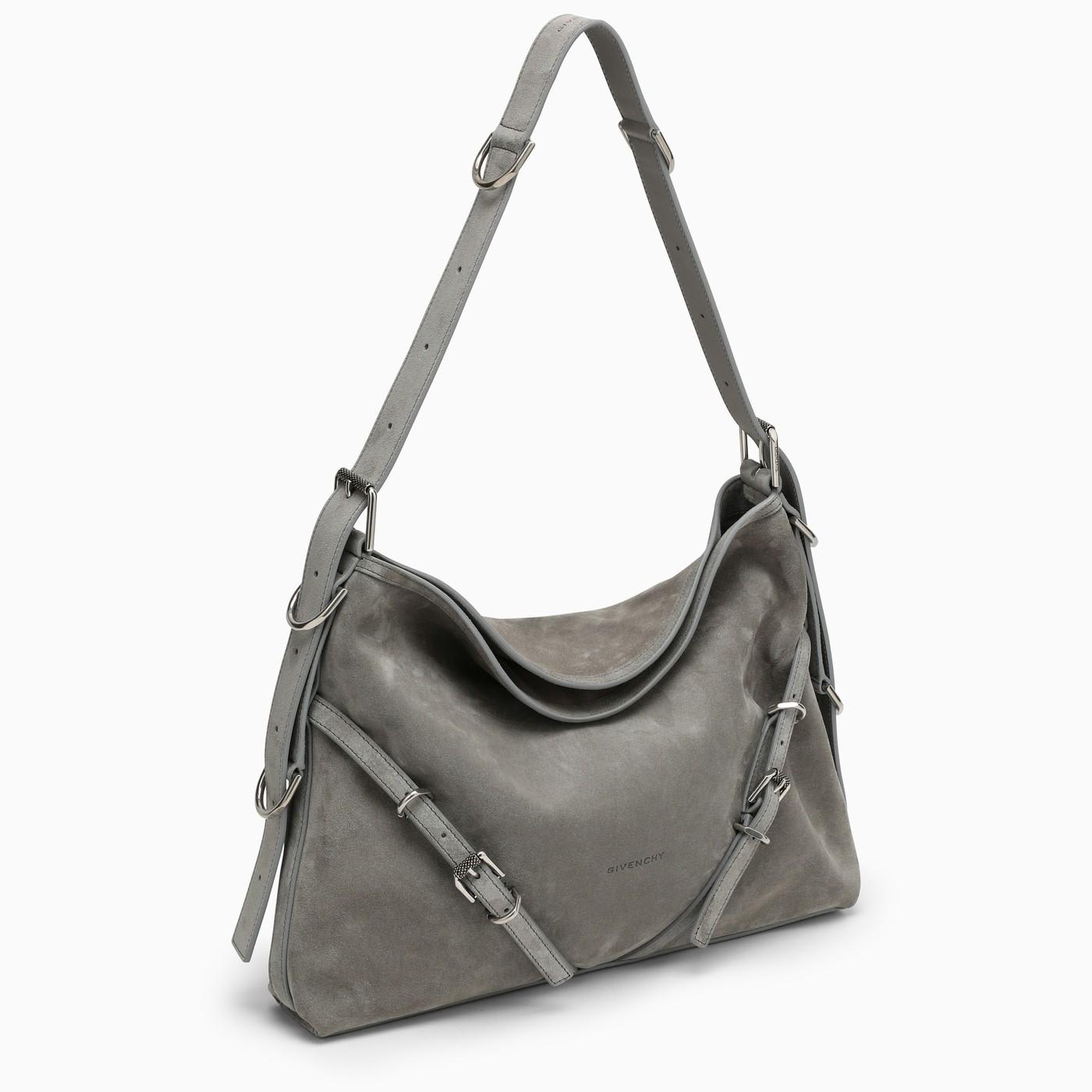 Shop Givenchy Voyou Medium Grey Suede Bag