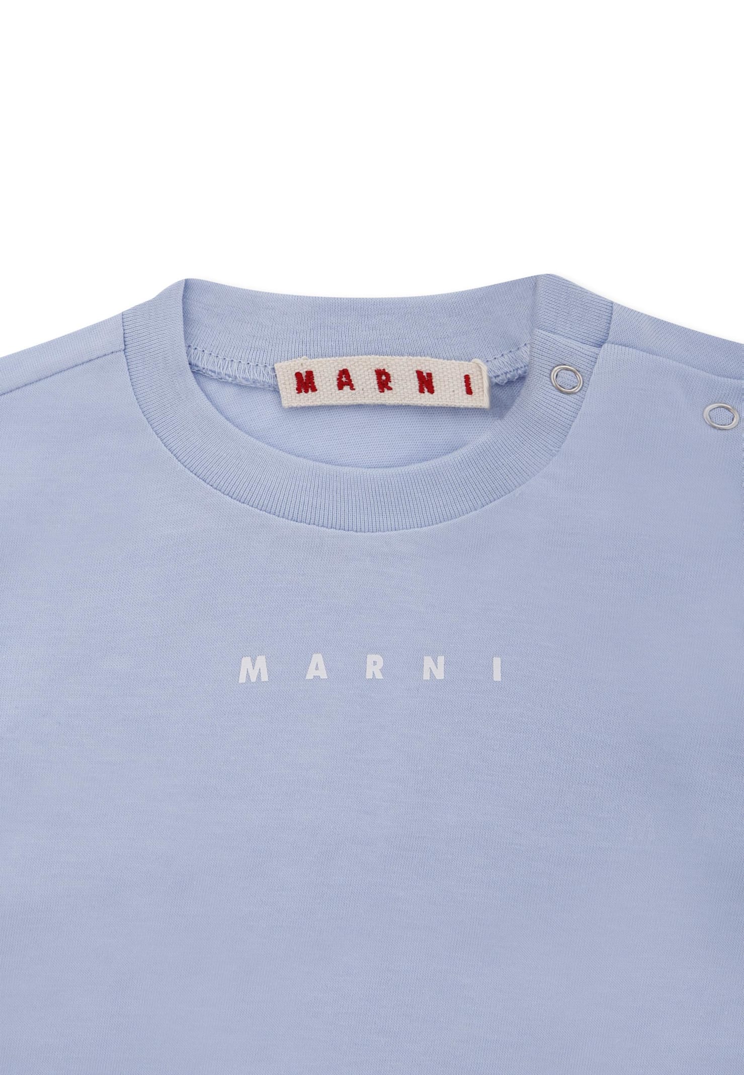 Marni Light Blue T-shirt For Baby Boy With Logo In Blue