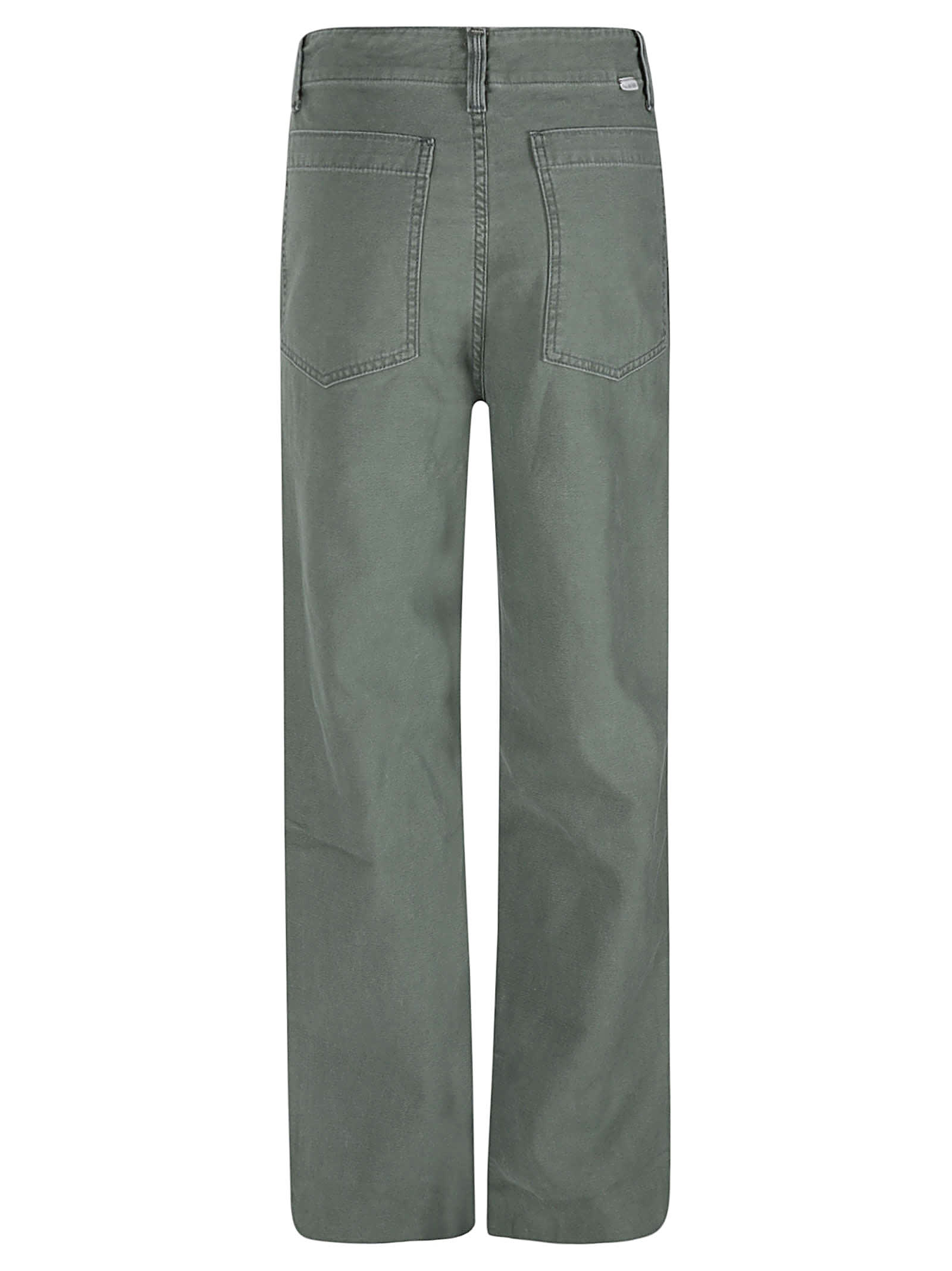 Shop Mother The Major Sneak Fray Trousers In Green