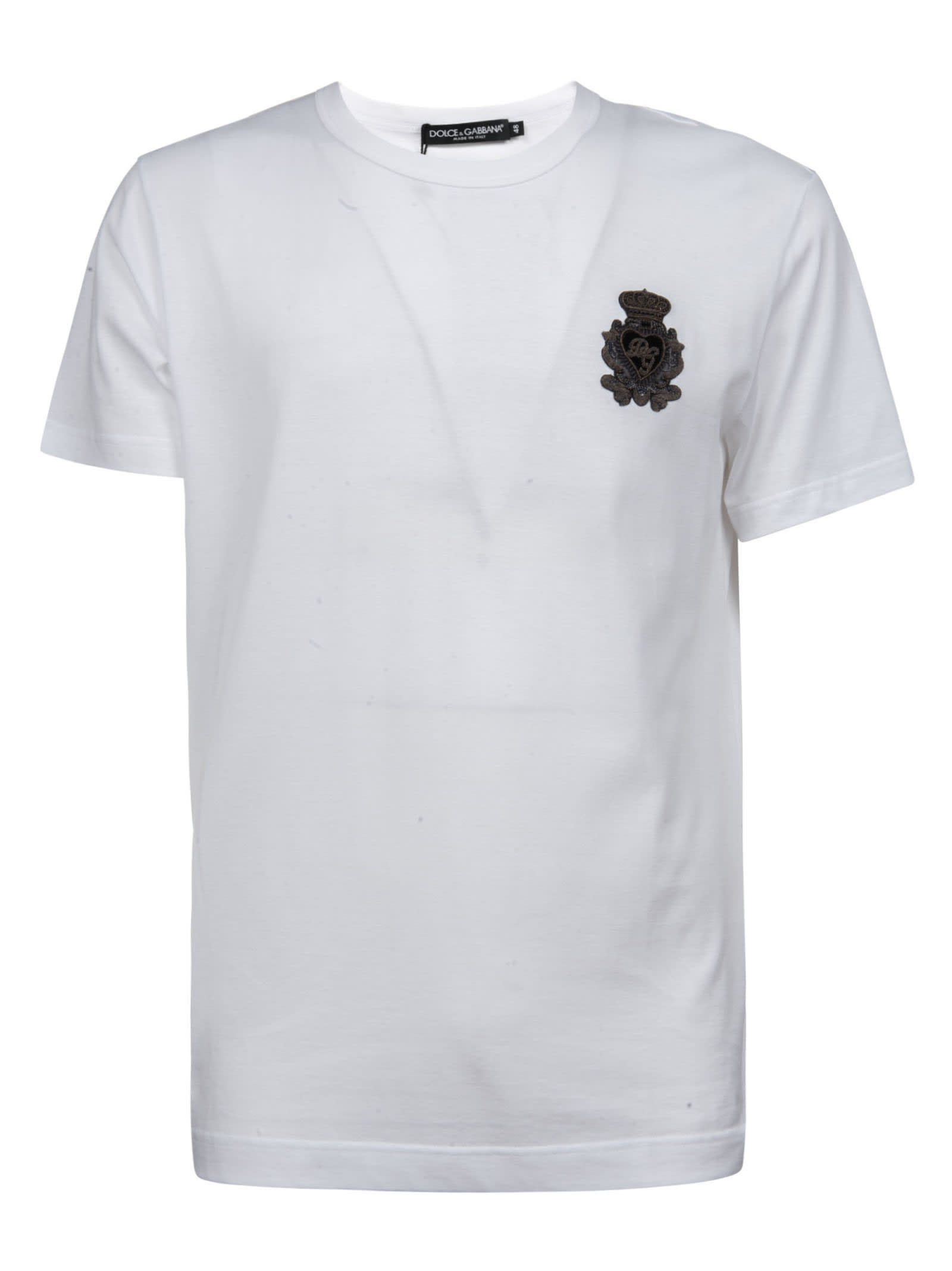 Dolce & Gabbana Crown Logo Patched T-shirt In White