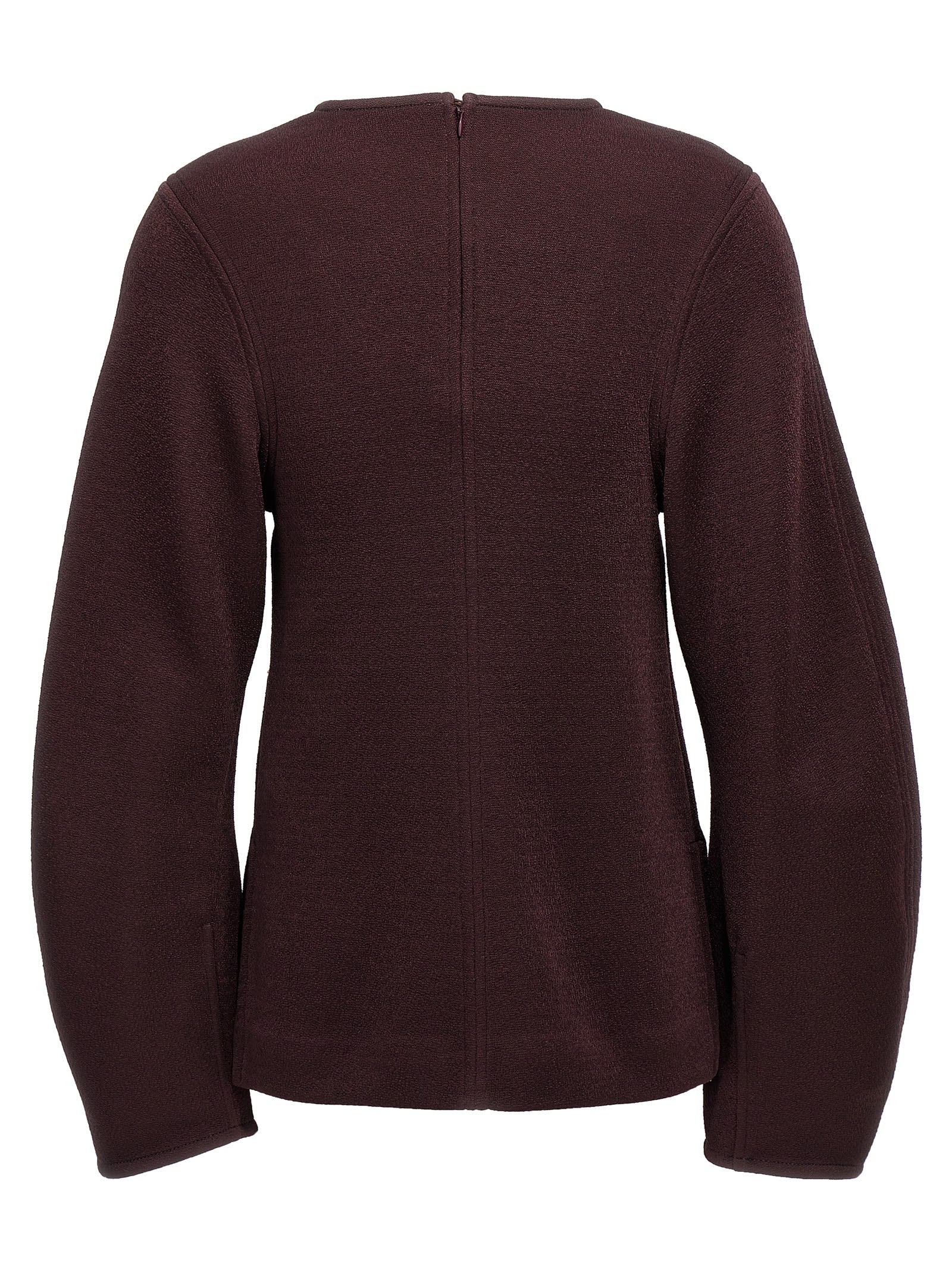 Shop Jil Sander Shiny Double Face Textured Sweater In Bordeaux