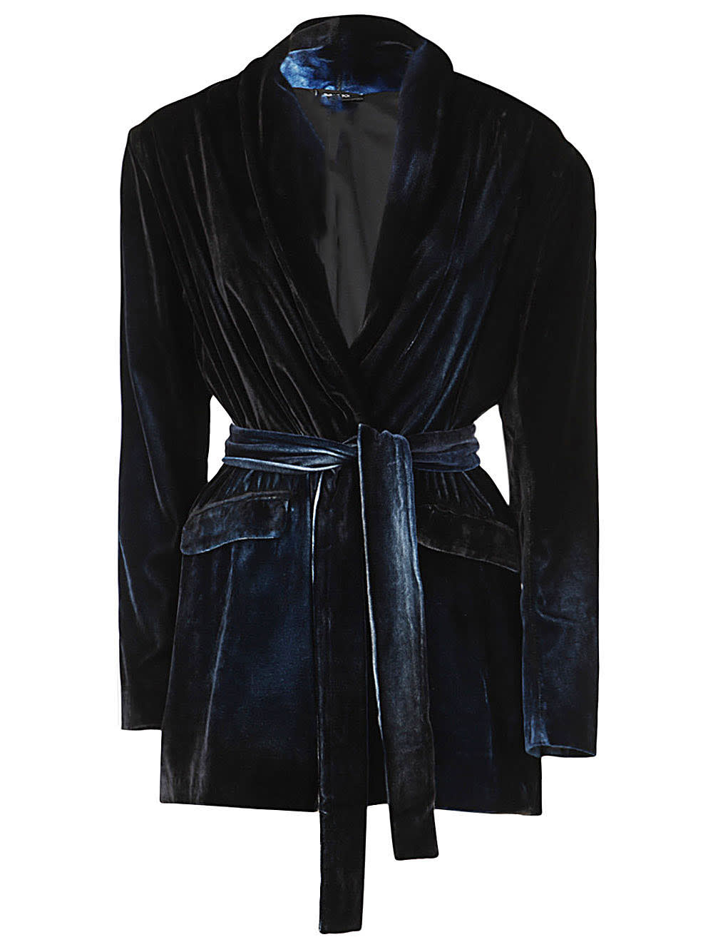 Avant Toi Stretch Velvet Jacket With Shadows And Belt
