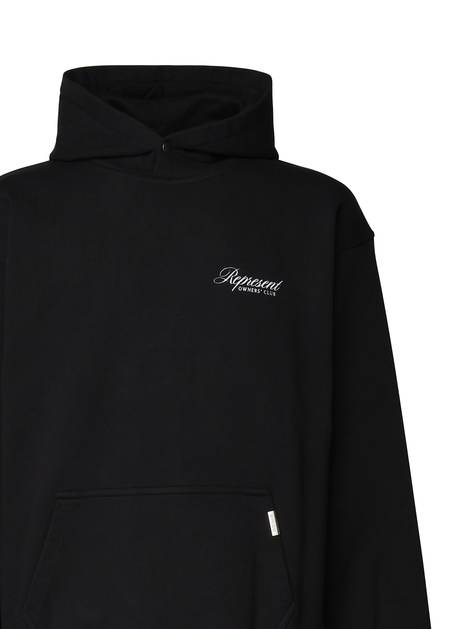 Represent Black Hoodie With Logo Lettering Detail On The Front And Maxi Logo Print On The Rear In Cotton Man In Black