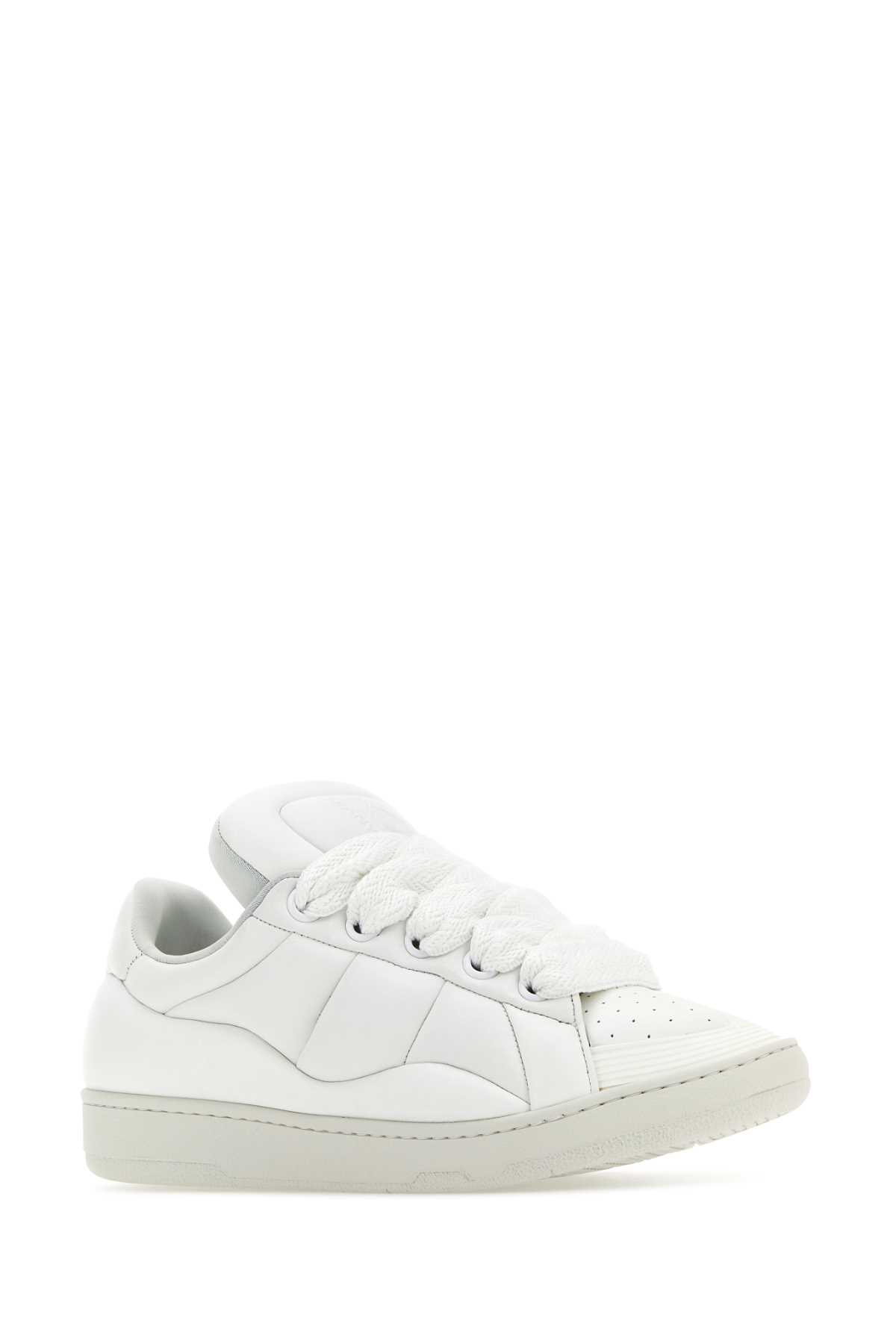 Shop Lanvin White Nappa Leather Curb Xl Sneakers In Whitewhite