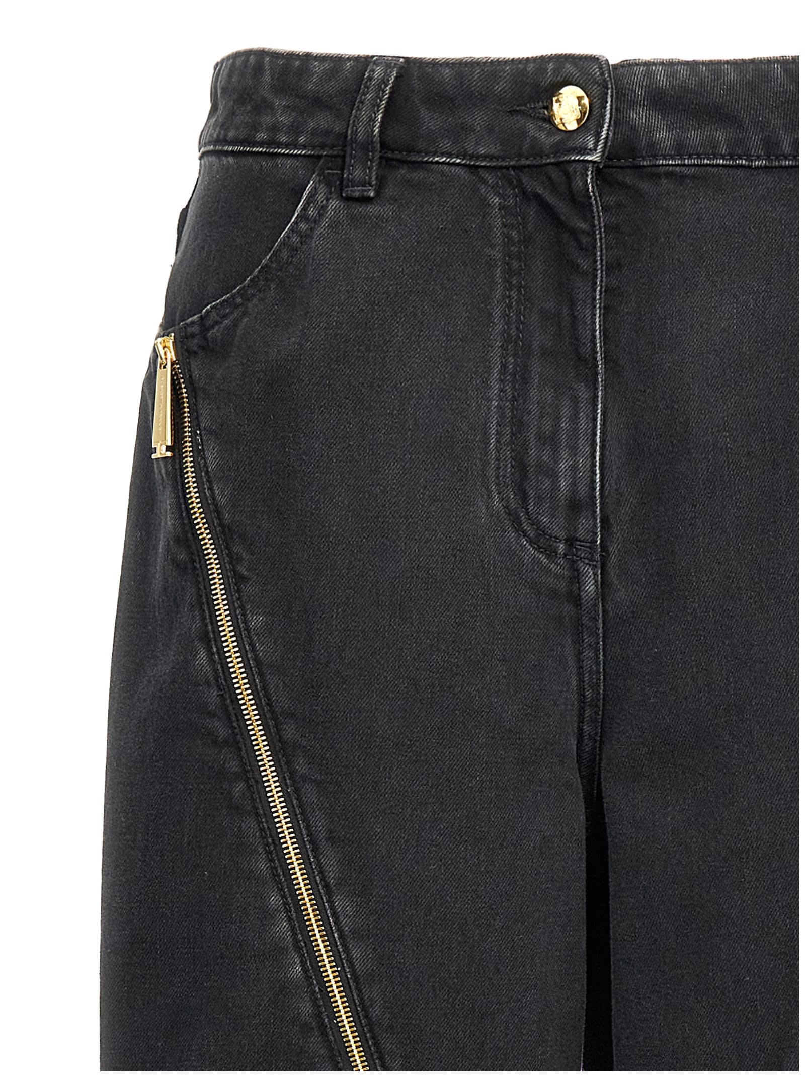 Shop Elisabetta Franchi Zip Detail Jeans In Black