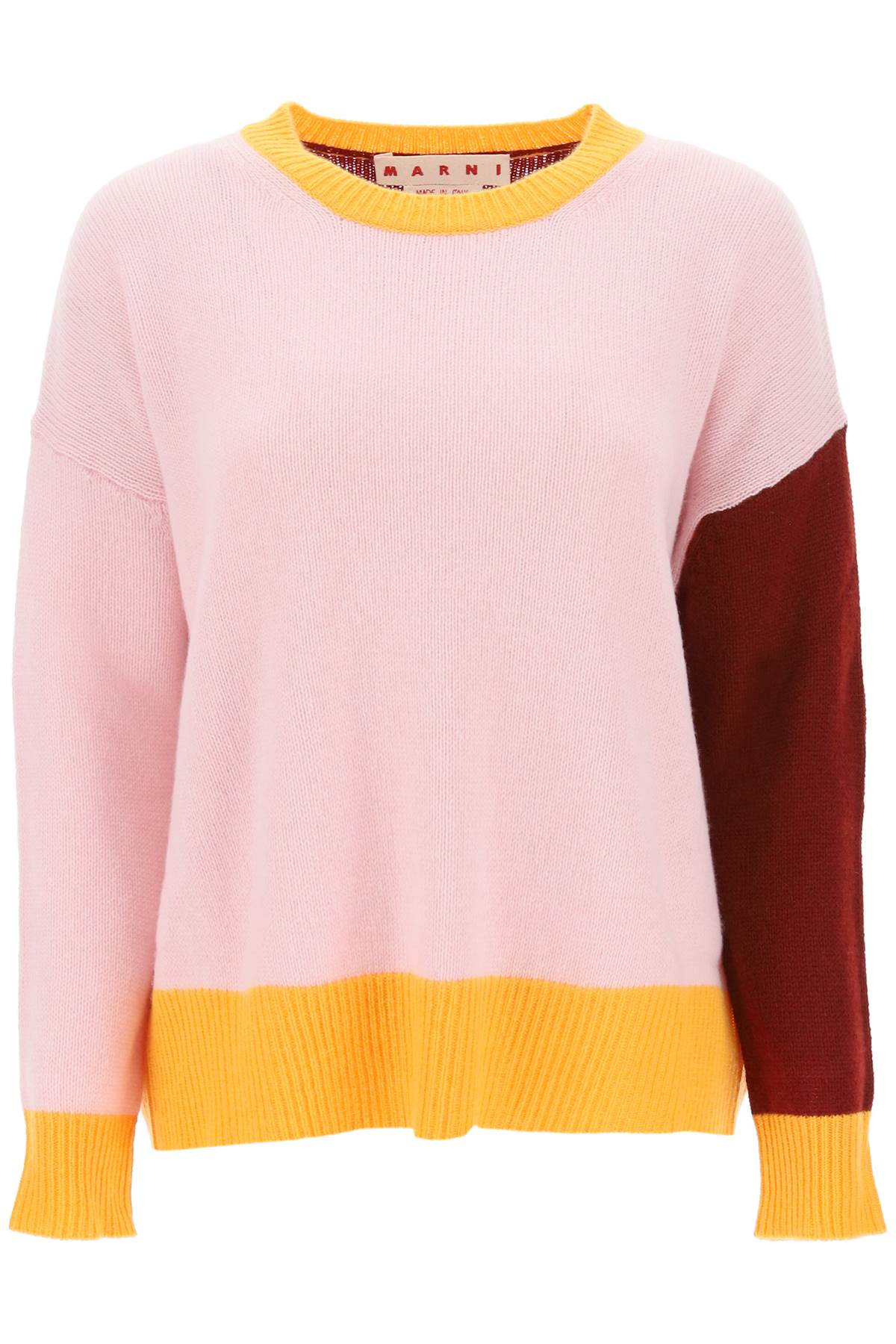 Shop Marni Colorblocked Cashmere Sweater In Quartz (pink)