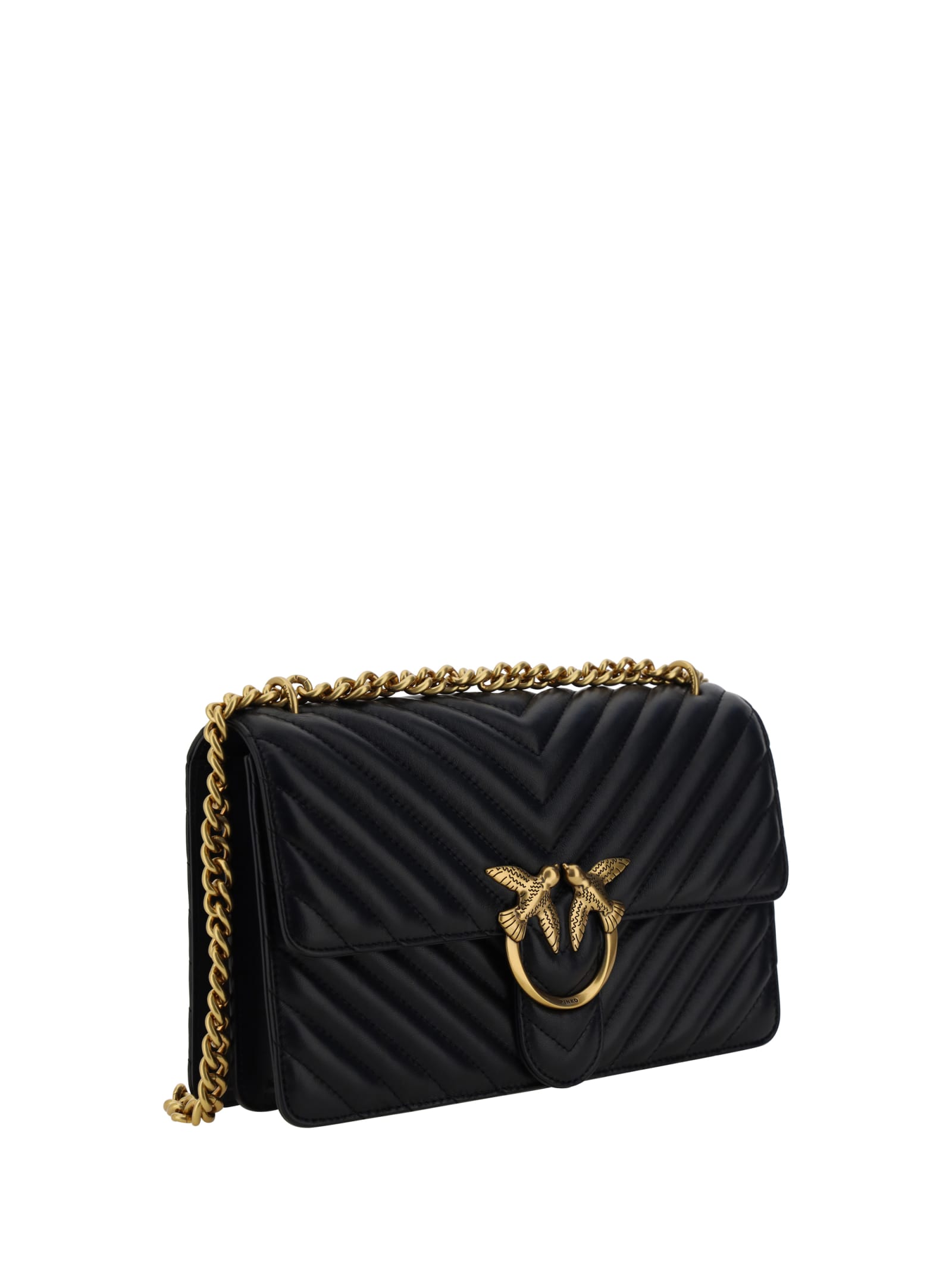 Shop Pinko Love One Classic Shoulder Bag In Black