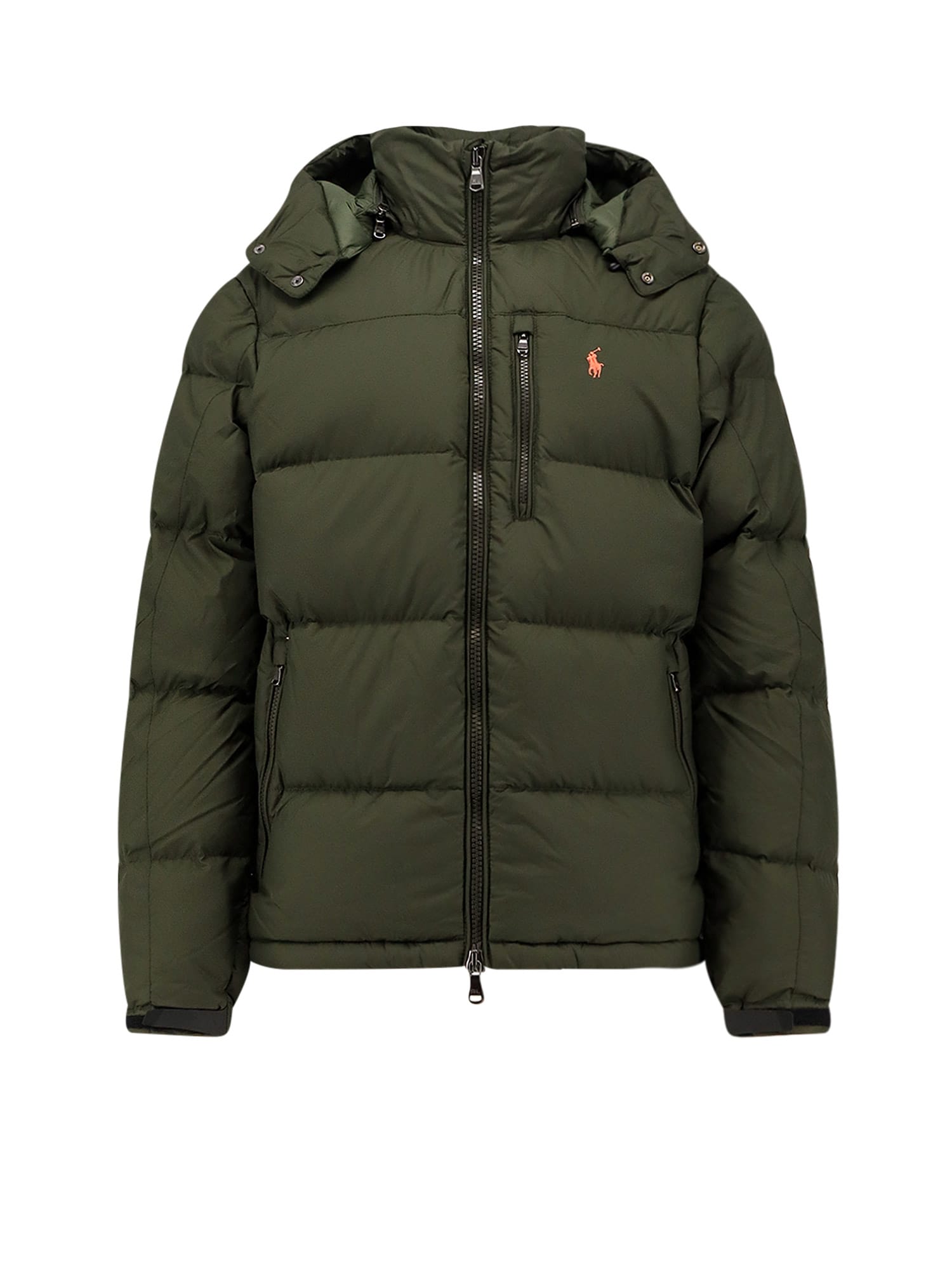 Polo Ralph Lauren Logo Embroidered Hooded Down Jacket In Green