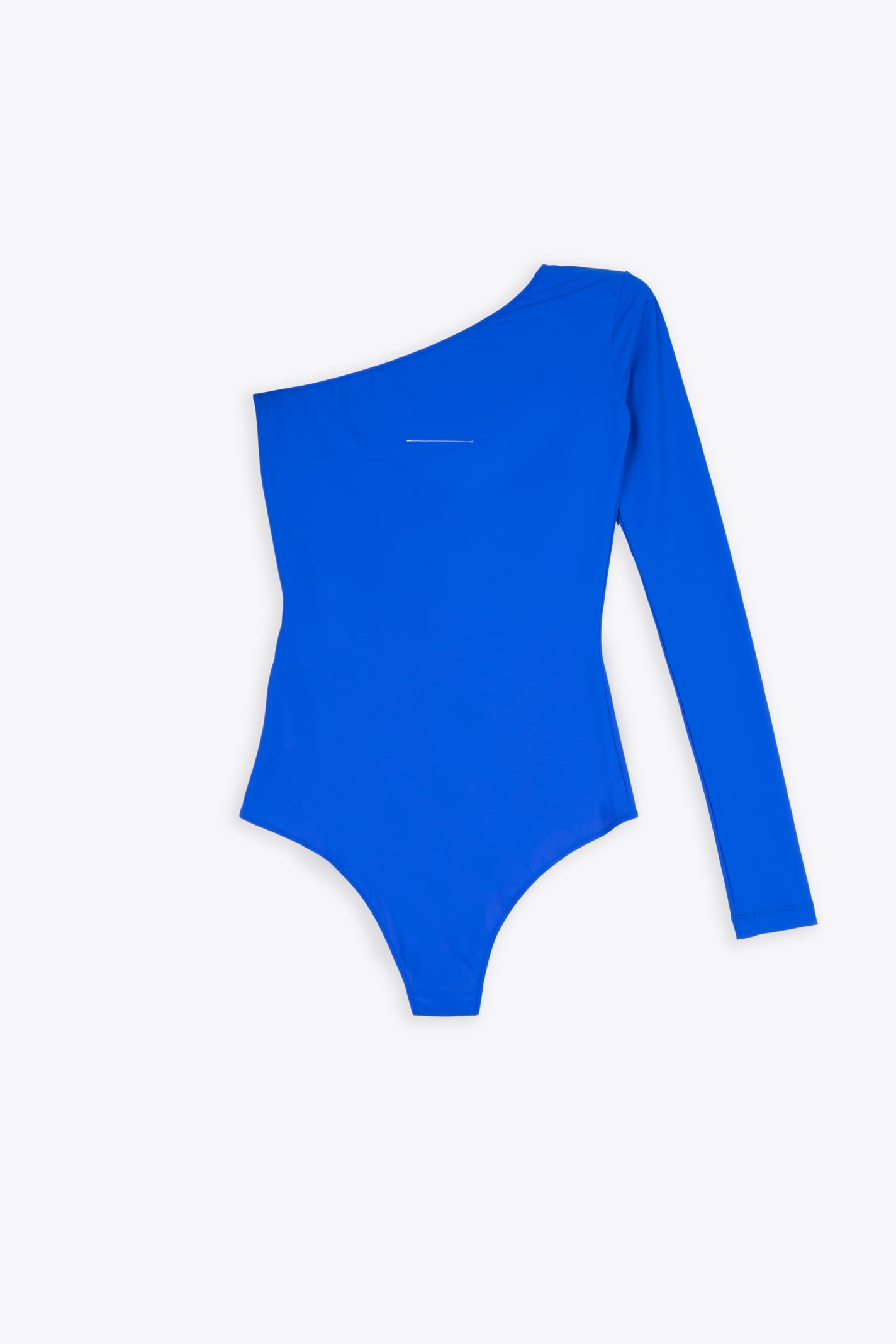 Shop Mm6 Maison Margiela Body One Shoulder Royal Blue Lycra Bodysuit