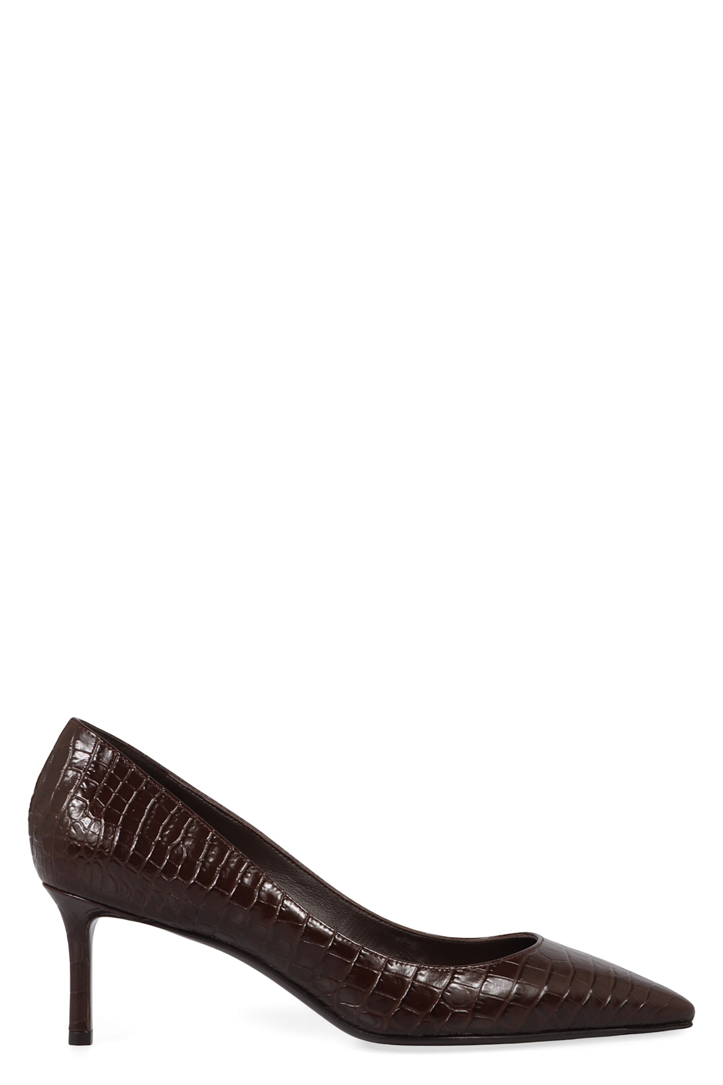 Jimmy Choo Crocodile-embossed Pointed-toe Pumps In Brown