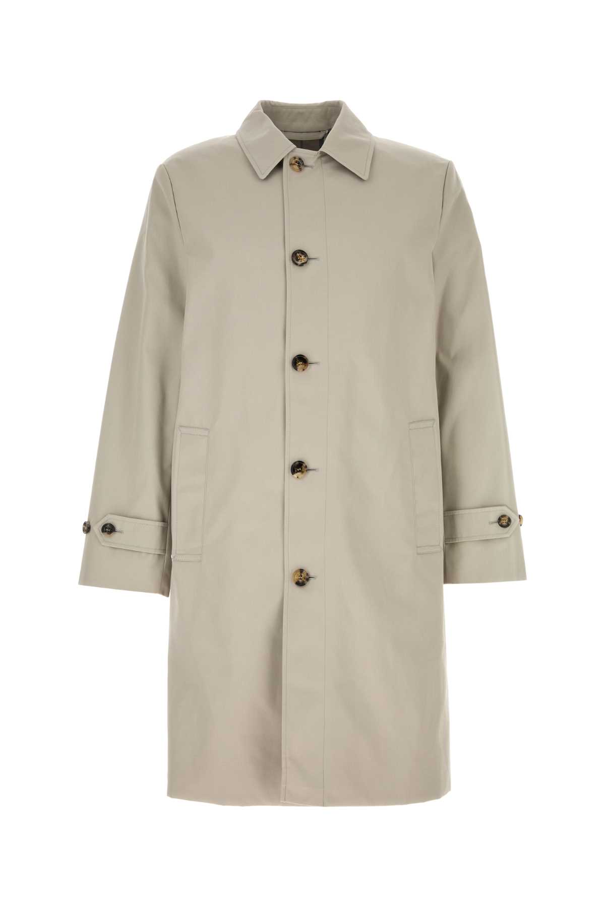 Dove Grey Polyester Blend Trench Coat