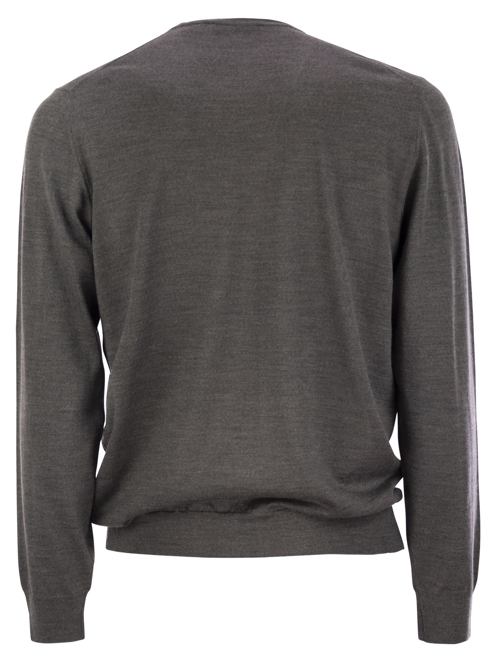 Shop Fedeli Crew-neck Sweater In Virgin Wool In Black