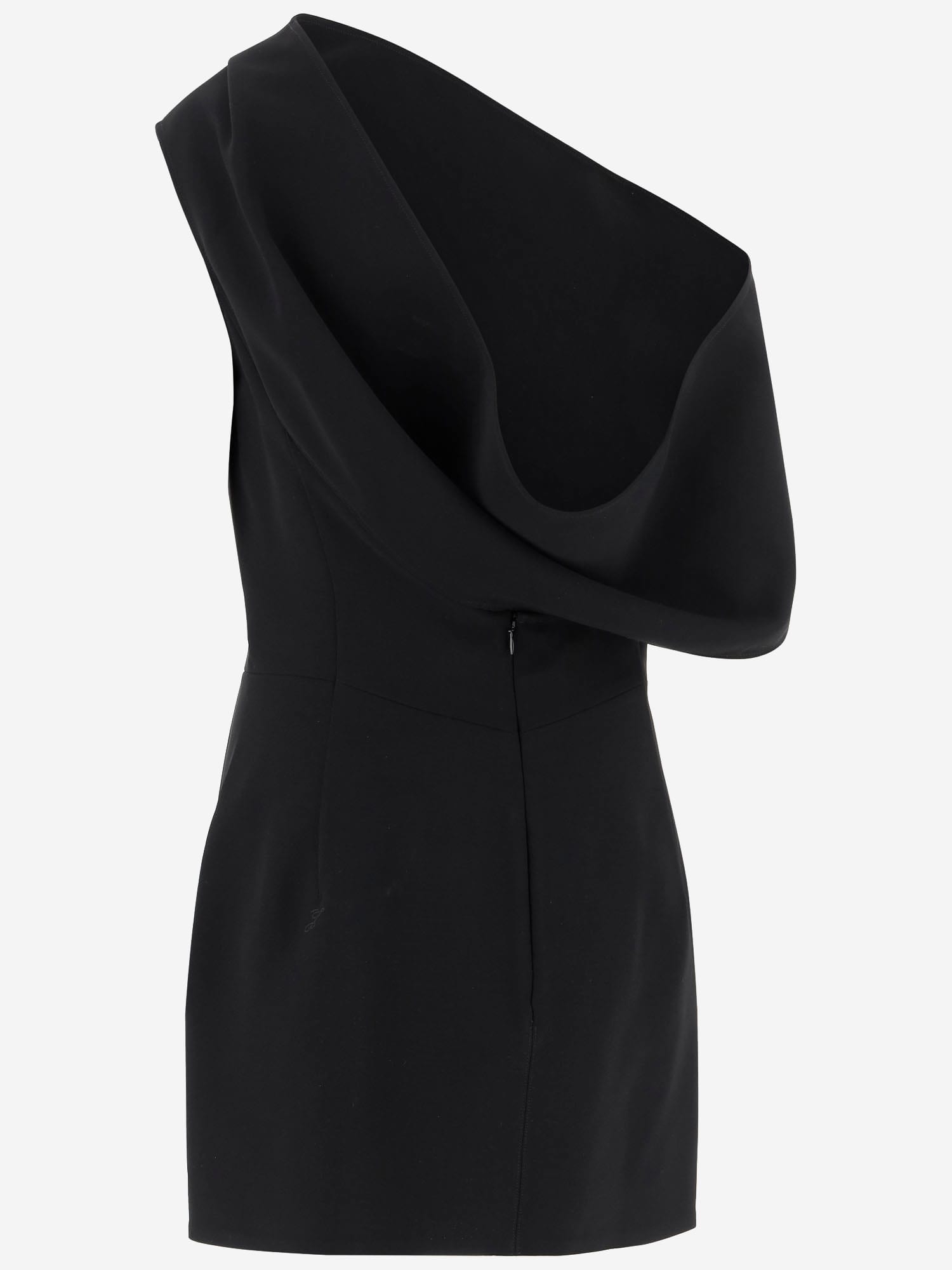 Jacquemus Pesce Draped One-shoulder Mini Dress In Black