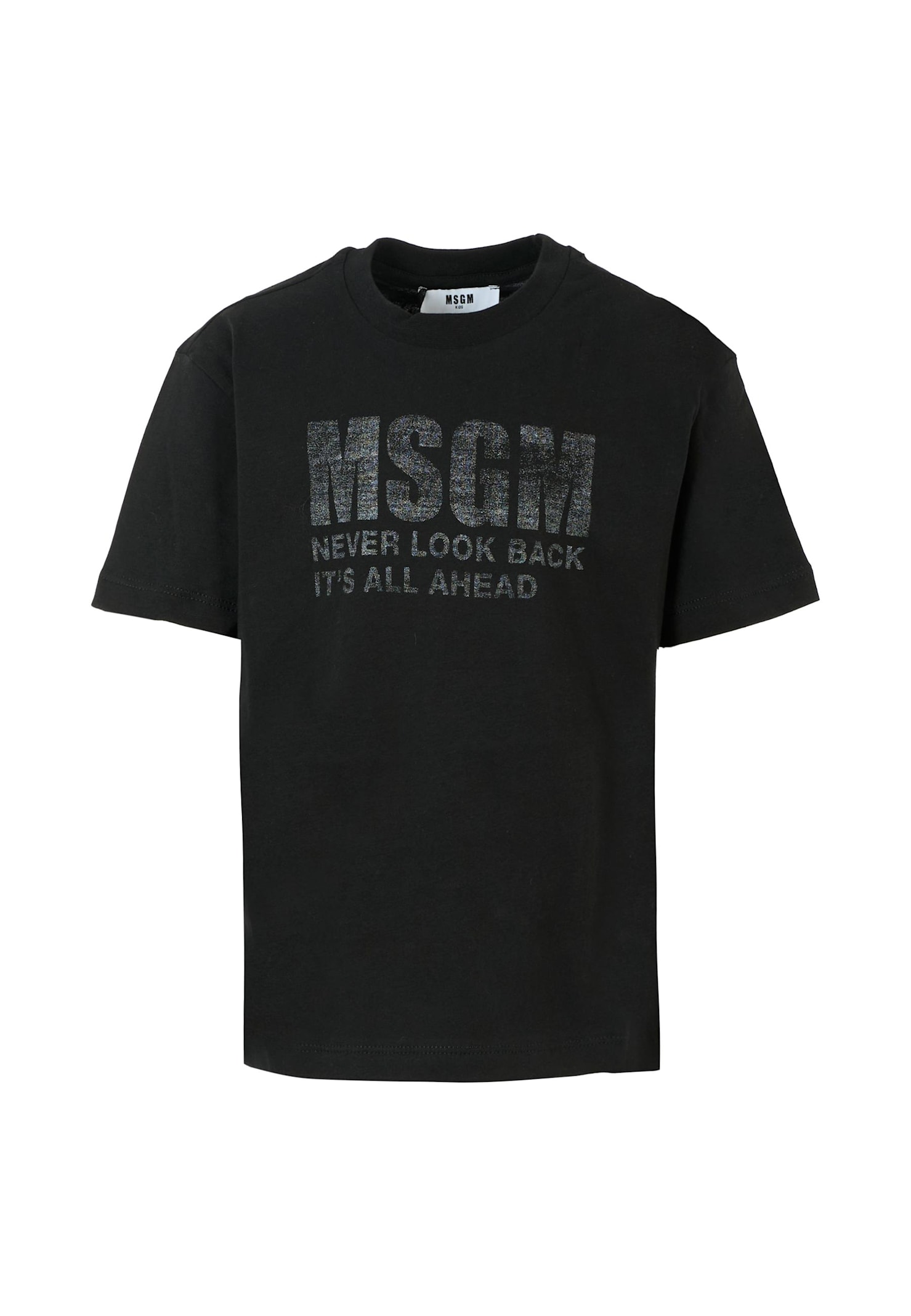 Msgm Black T-shirt For Kids With Logo In Black