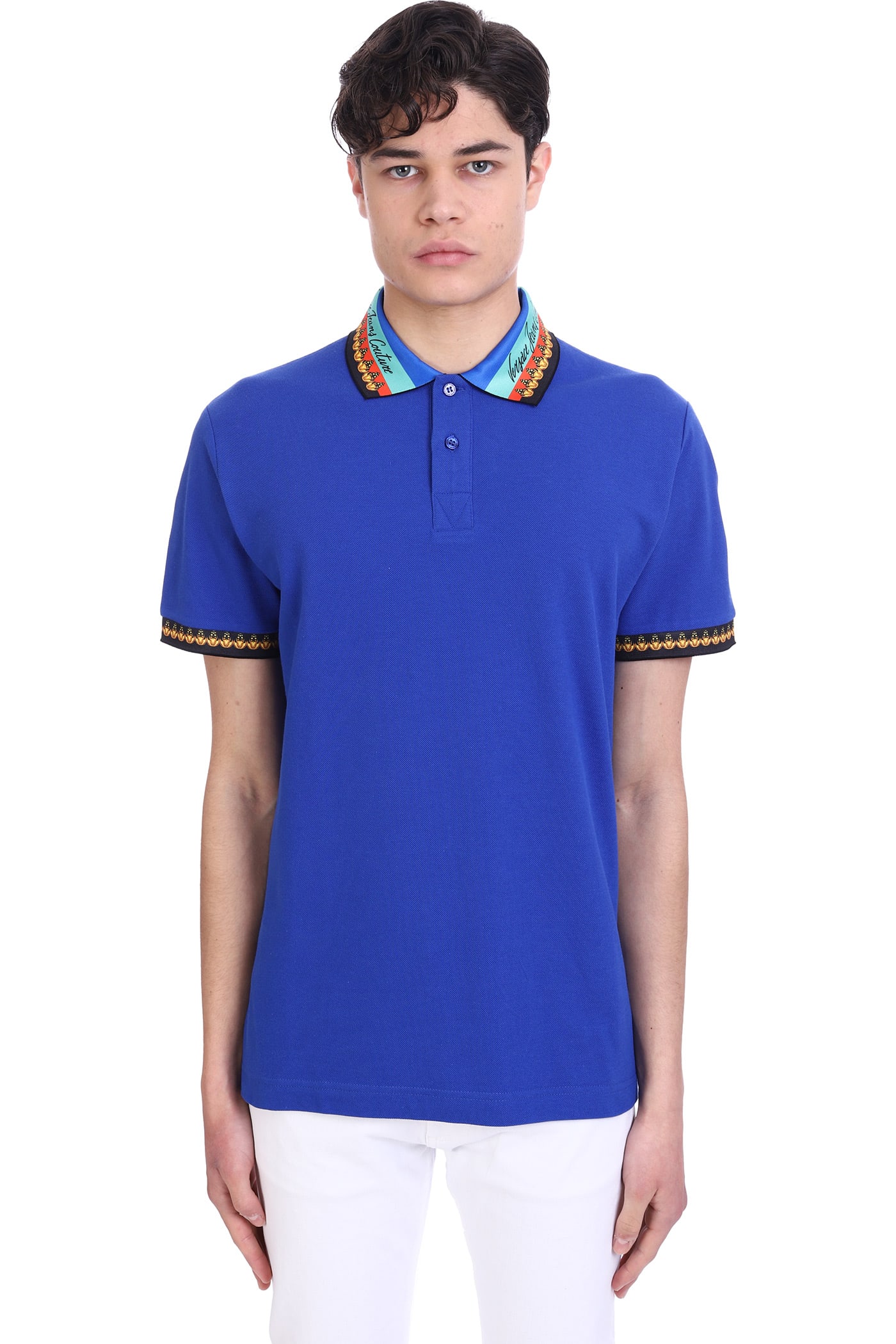 Versace Jeans Couture Polo In Blue Cotton