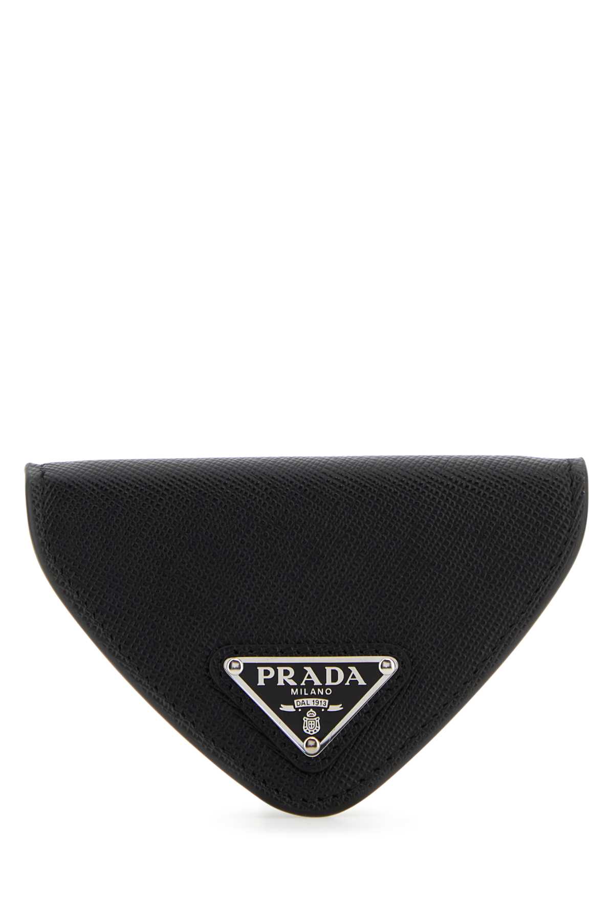 Shop Prada Black Leather Coin Purse In F0002