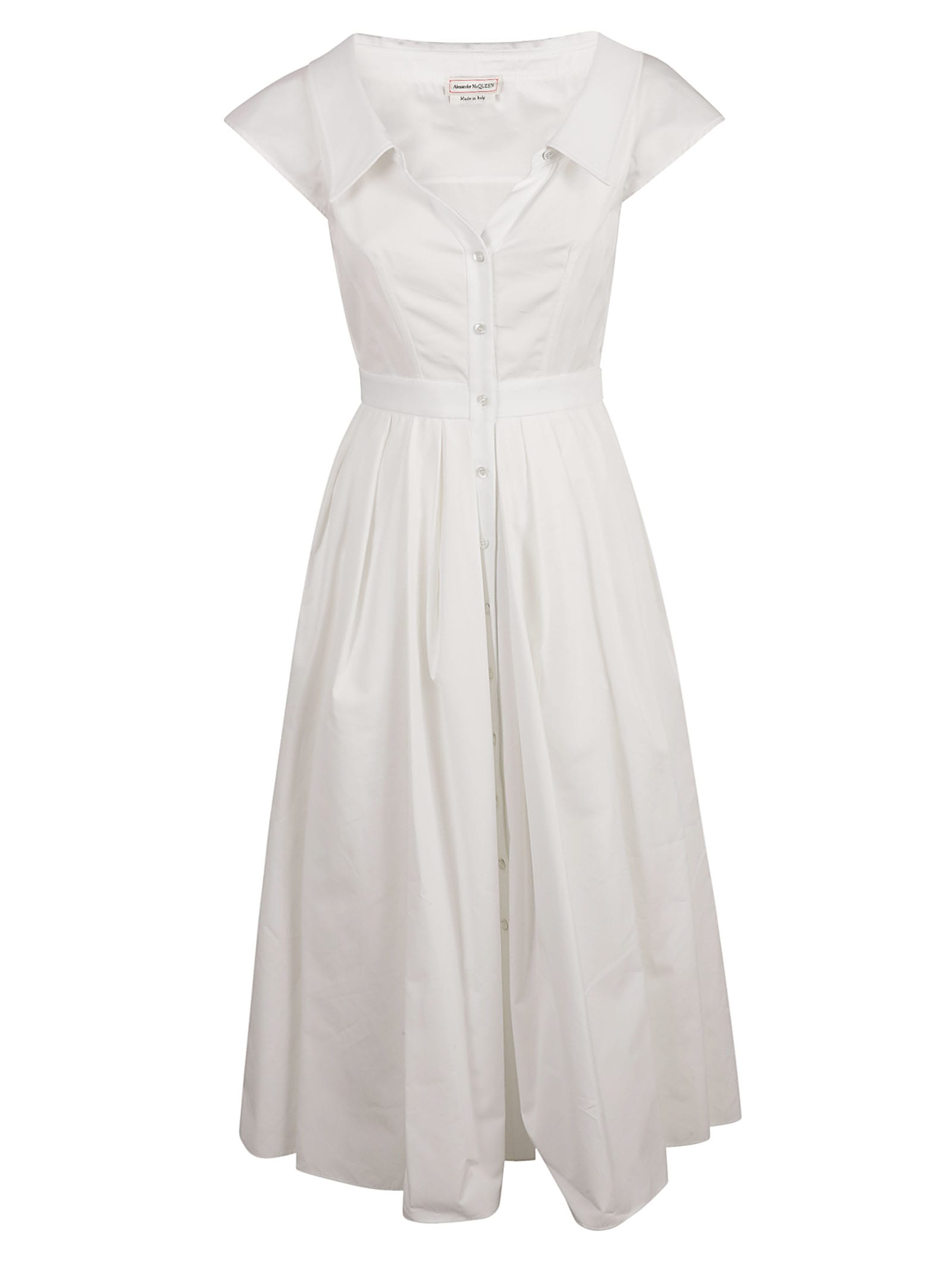 Shop Alexander Mcqueen Wide Neck Long Dress In Optical White