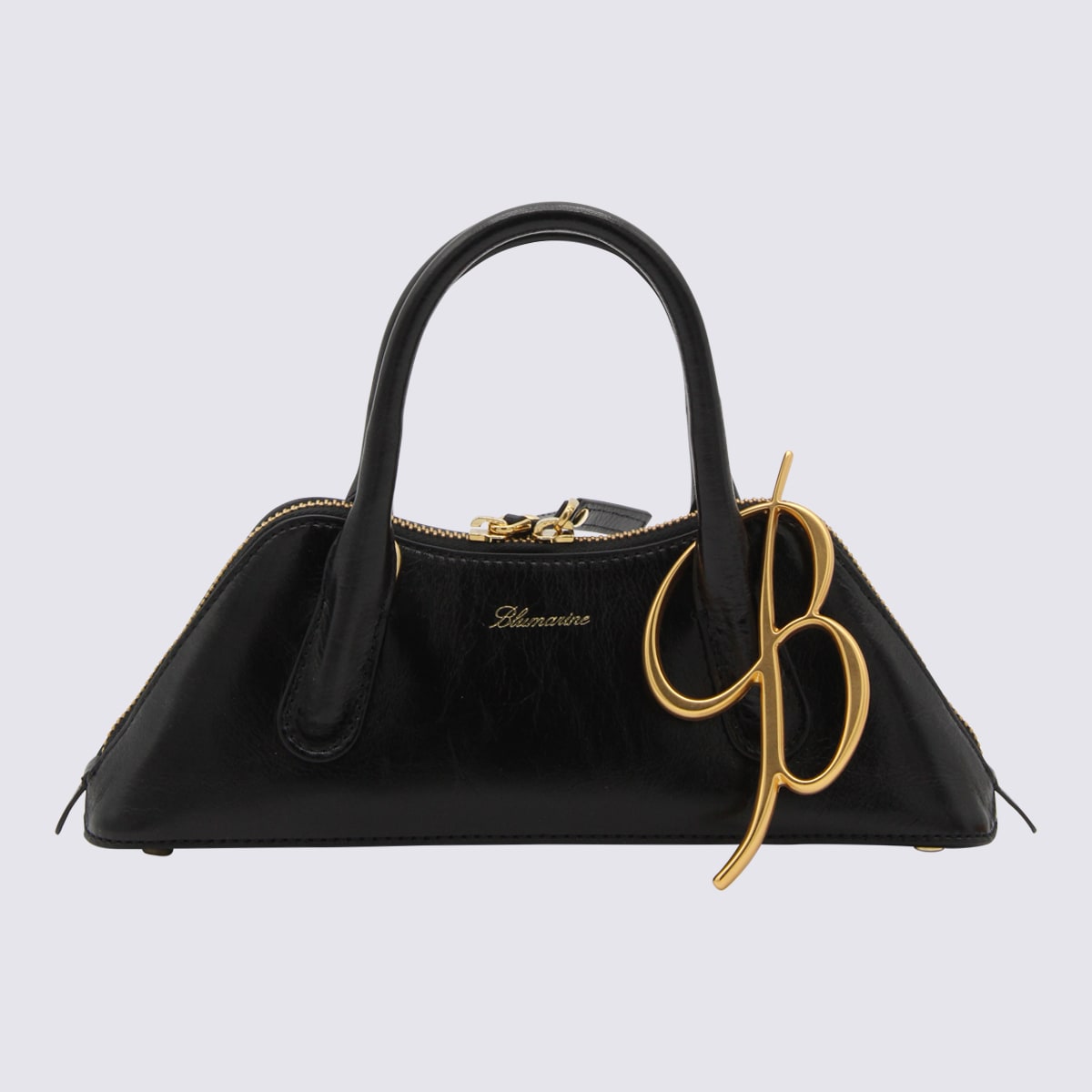 Shop Blumarine Black Leather Handle Bag