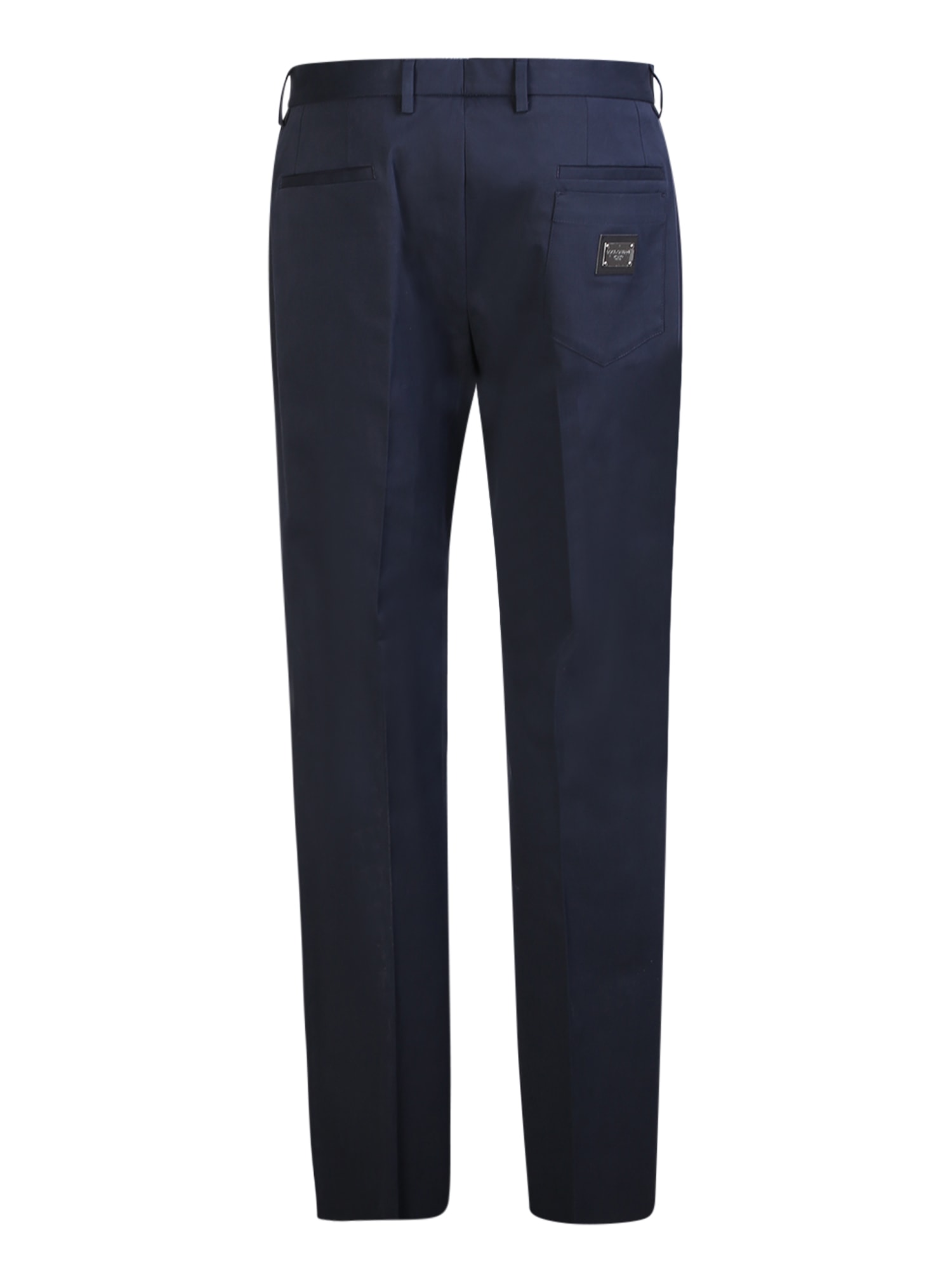 Shop Dolce & Gabbana Dark Blue Straight-leg Tailored Trousers
