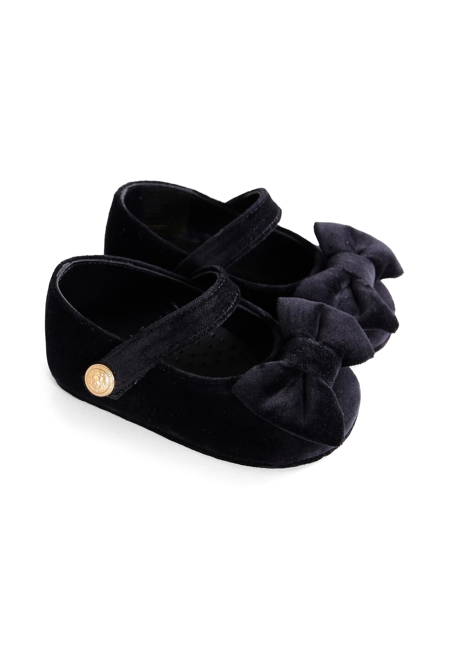 Balmain Black Ballet Flats For Baby Girl With Bow In Black