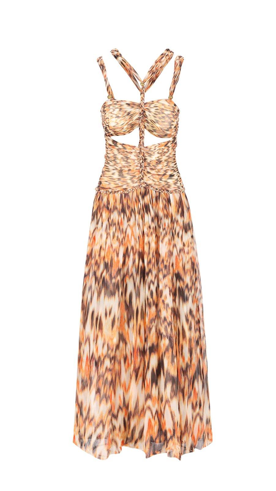 Isabel Marant Rafael Abstract Patterned Maxi Dress In Orange