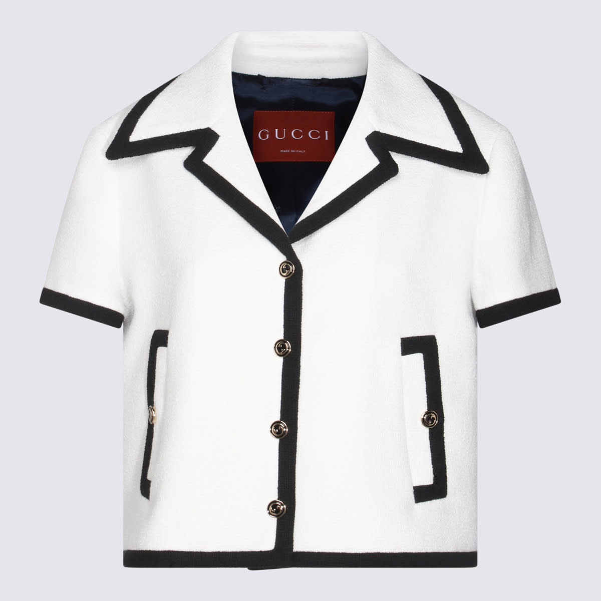 Shop Gucci White Cotton Casual Jacket In Beige