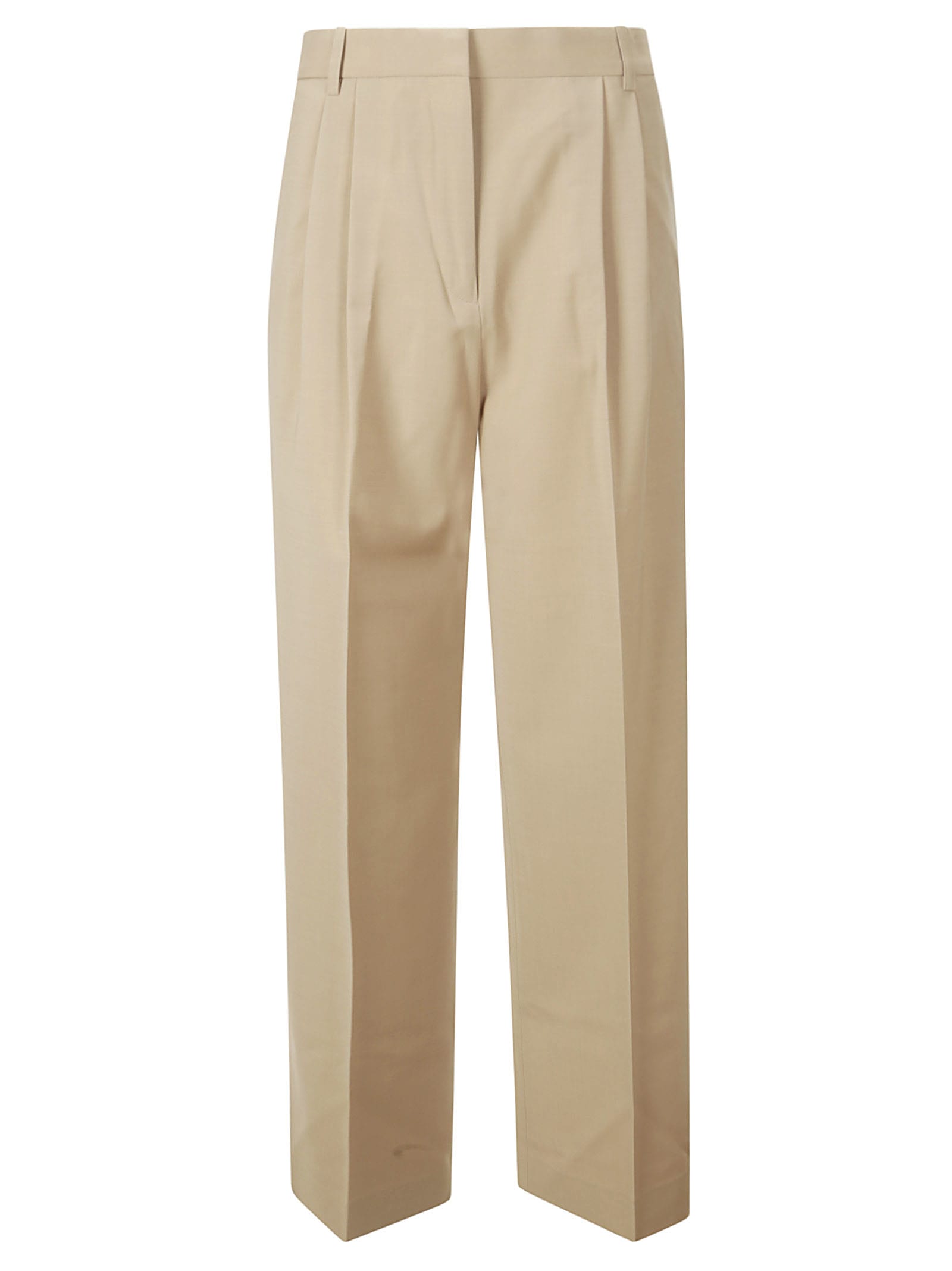 Shop Rohe Wide Leg Pleated Trousers In Fawn