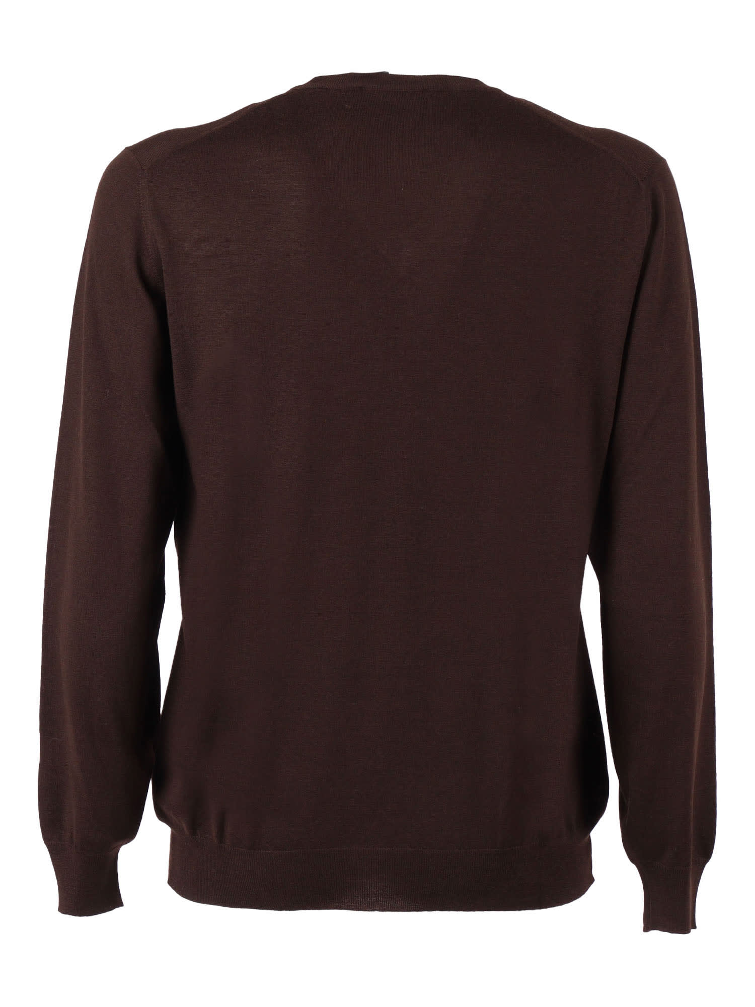Fedeli Fitted V-neck Knitted Sweater In Brown