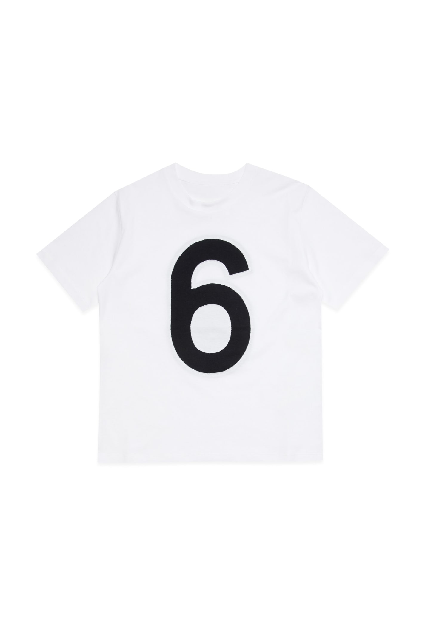 Maison Margiela Babies' Mm6t88u T-shirt  Inlay 6 Logo T-shirt In White