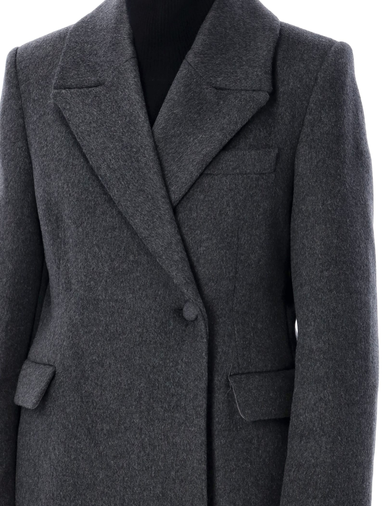 Shop Rohe Fitted Textured Coat In Antrhacite Mealnge