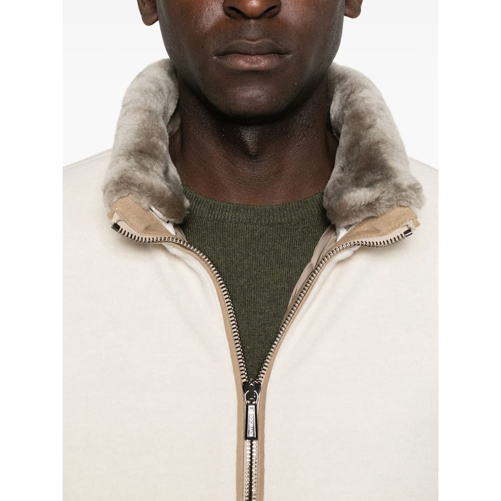 Moorer Long-sleeved Stand-up Collar Jacket In Neutral