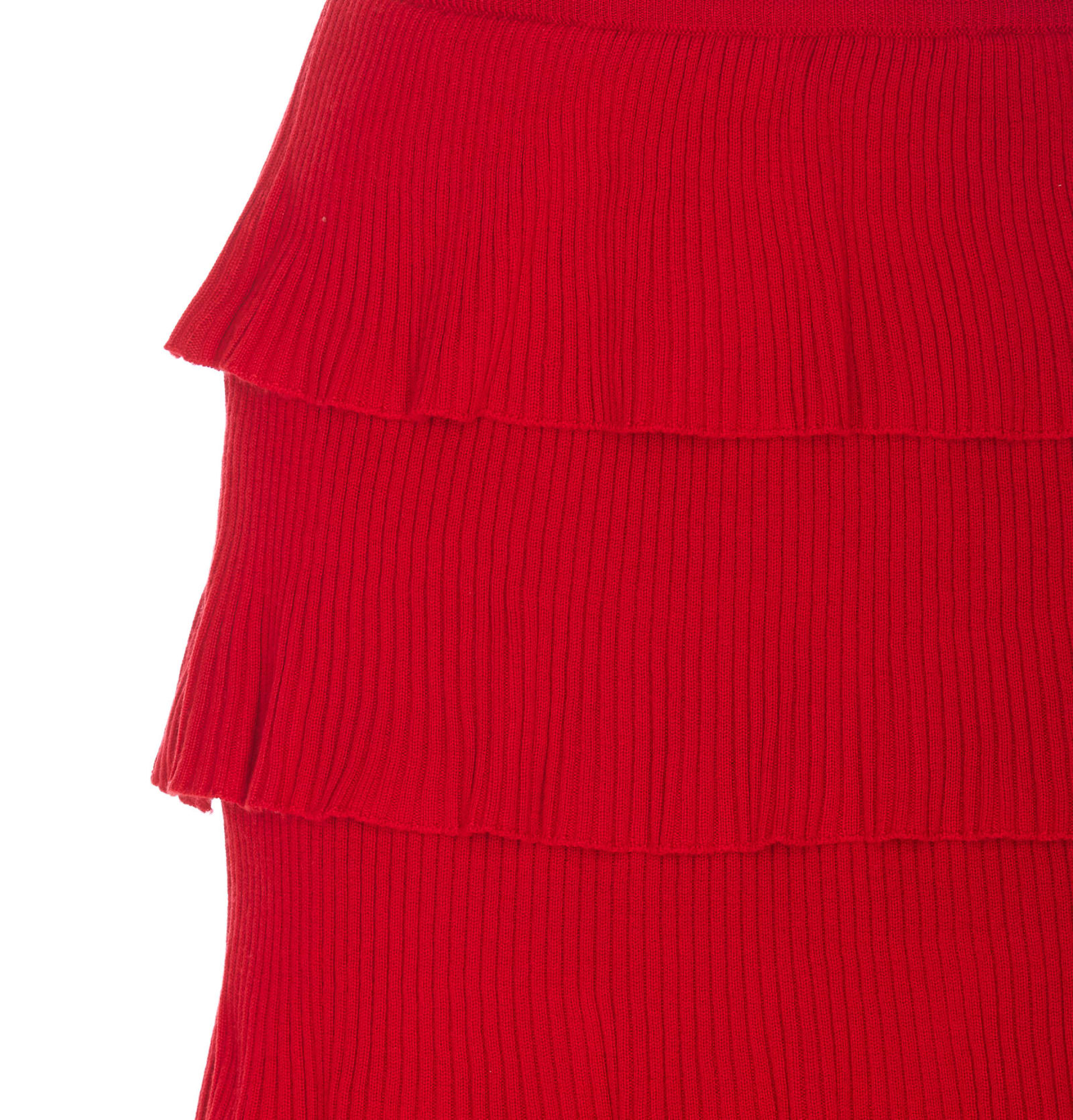 Shop Moschino Knitted Skirt In Red