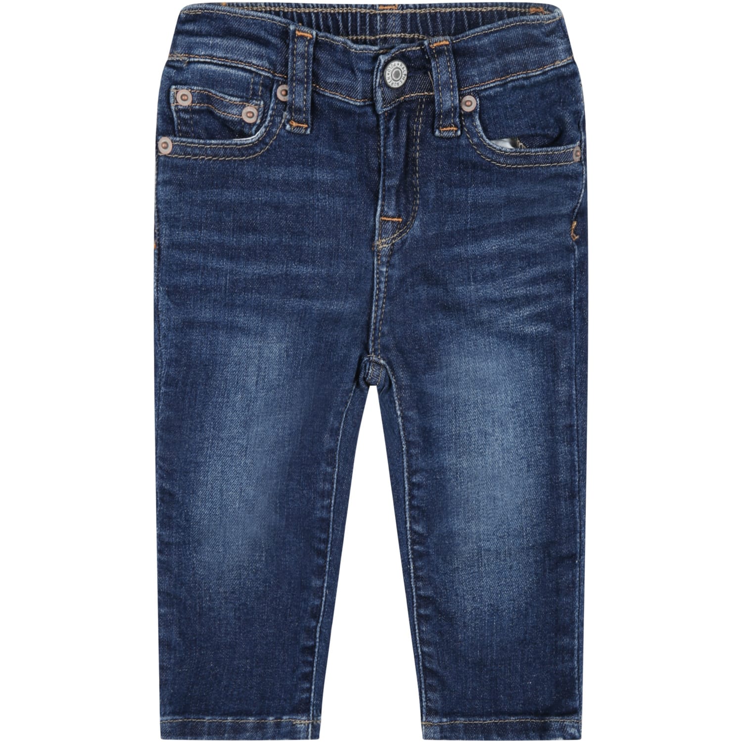 Ralph Lauren Blue Jeans For Baby Boy With Logo Patch
