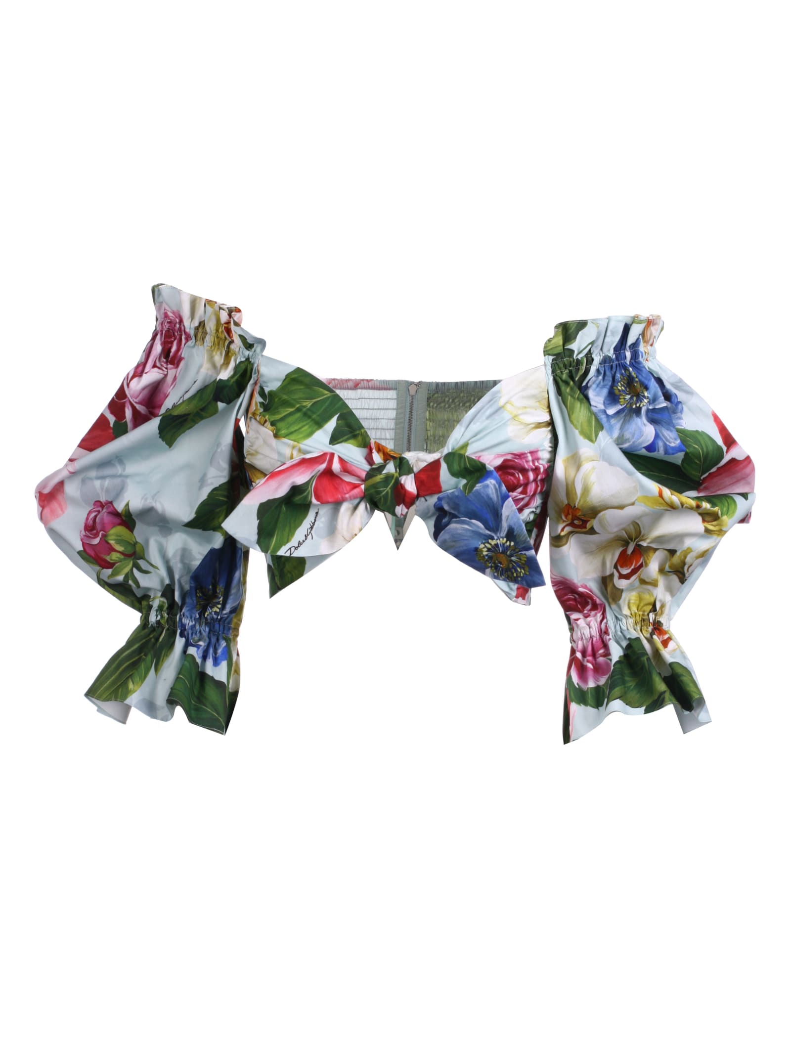 Dolce & Gabbana Bow Detail Cropped Top In Azure