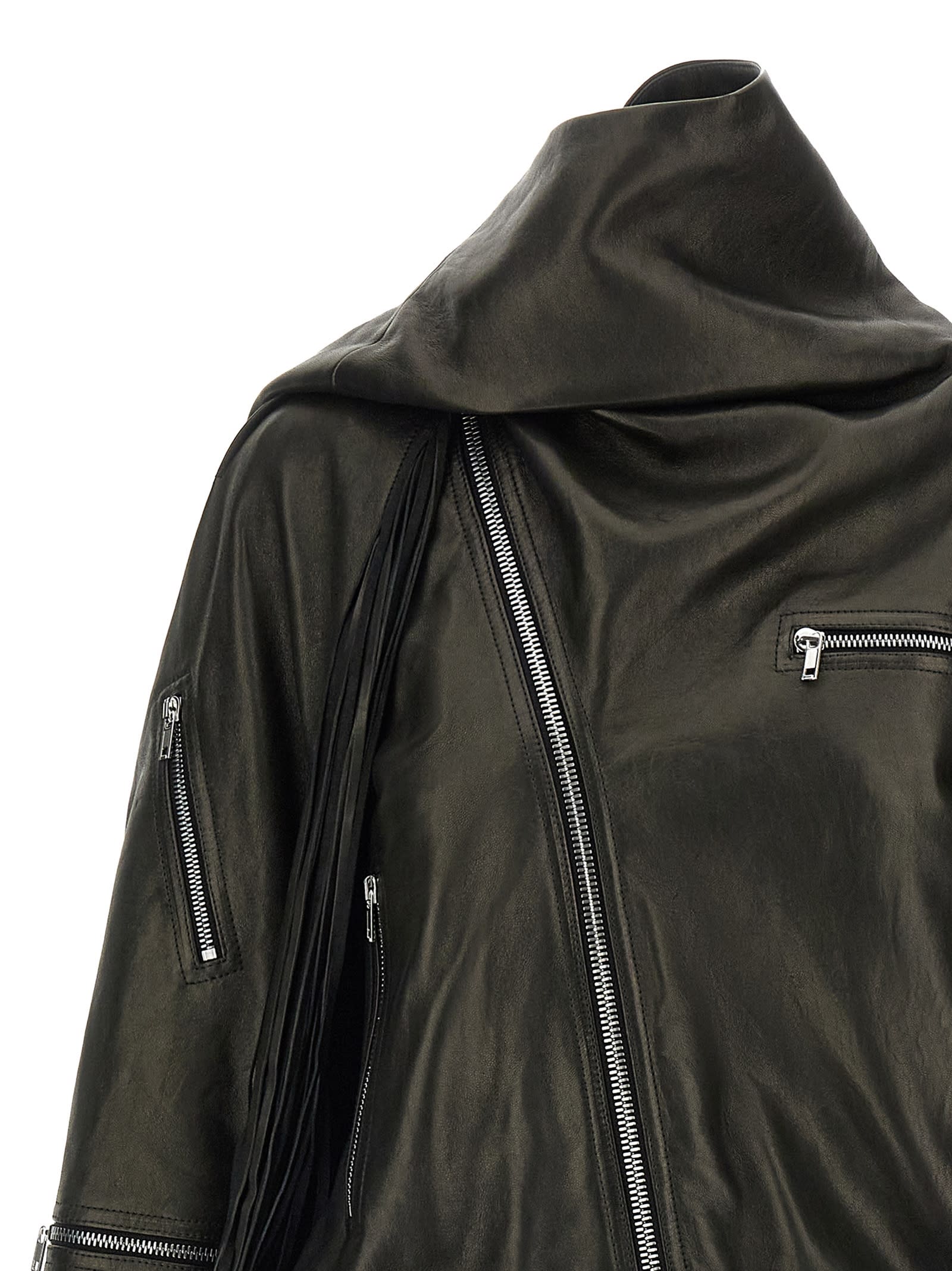 Rick Owens Cropped Scarf Flight Puffer Jackets Black In Black
