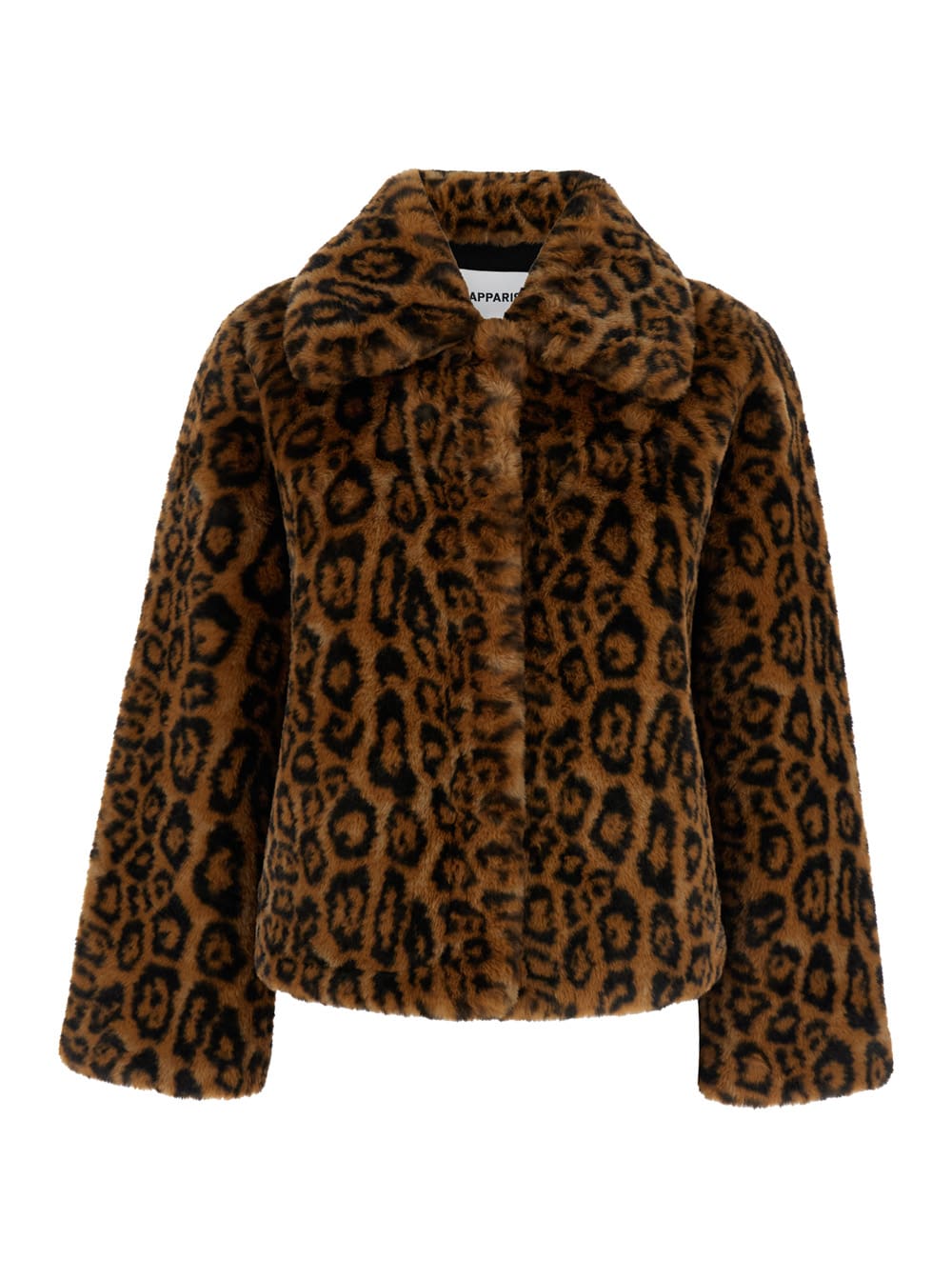 elis Brown Jacket With Collar In Leopard Print Eco Fur Woman