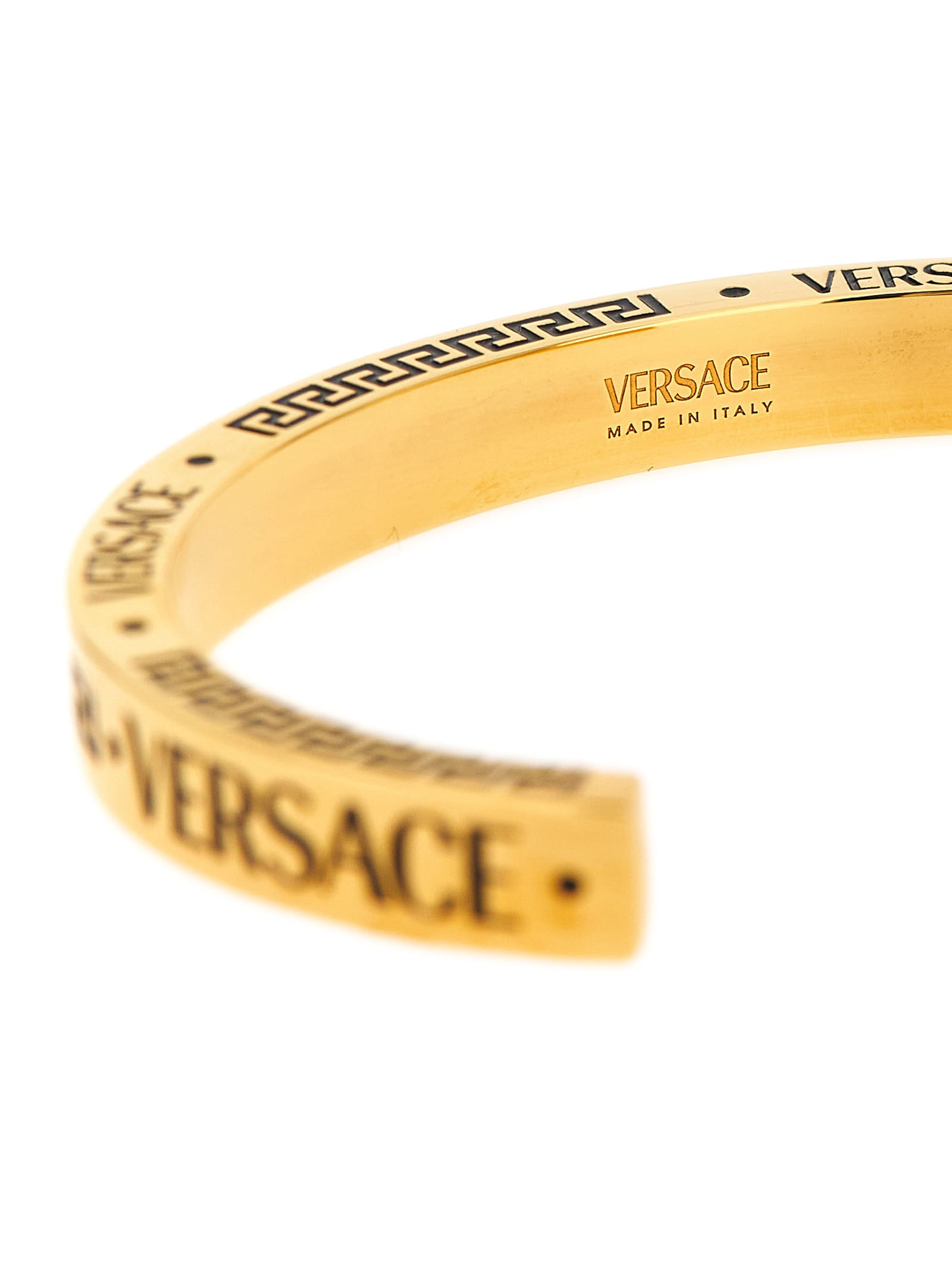 Versace Greek Key Pattern Open Cuff Bracelet In Gold