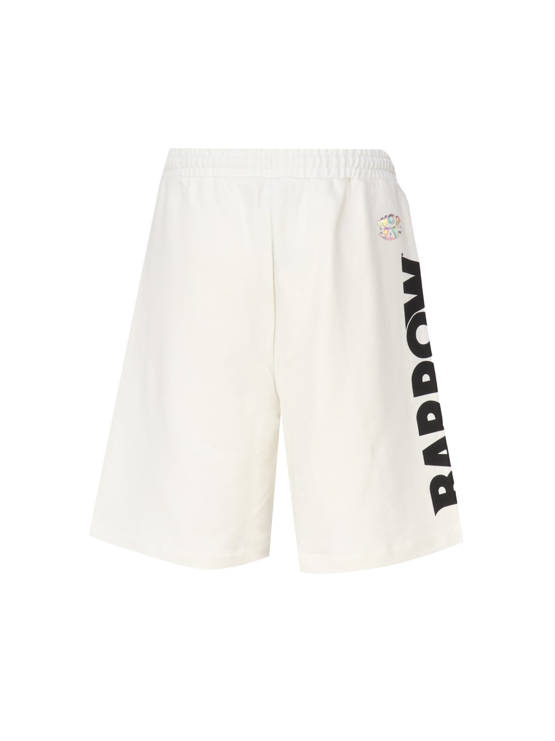 Shop Barrow Bermuda Shorts With Logo And Smiley Writing In Bianco