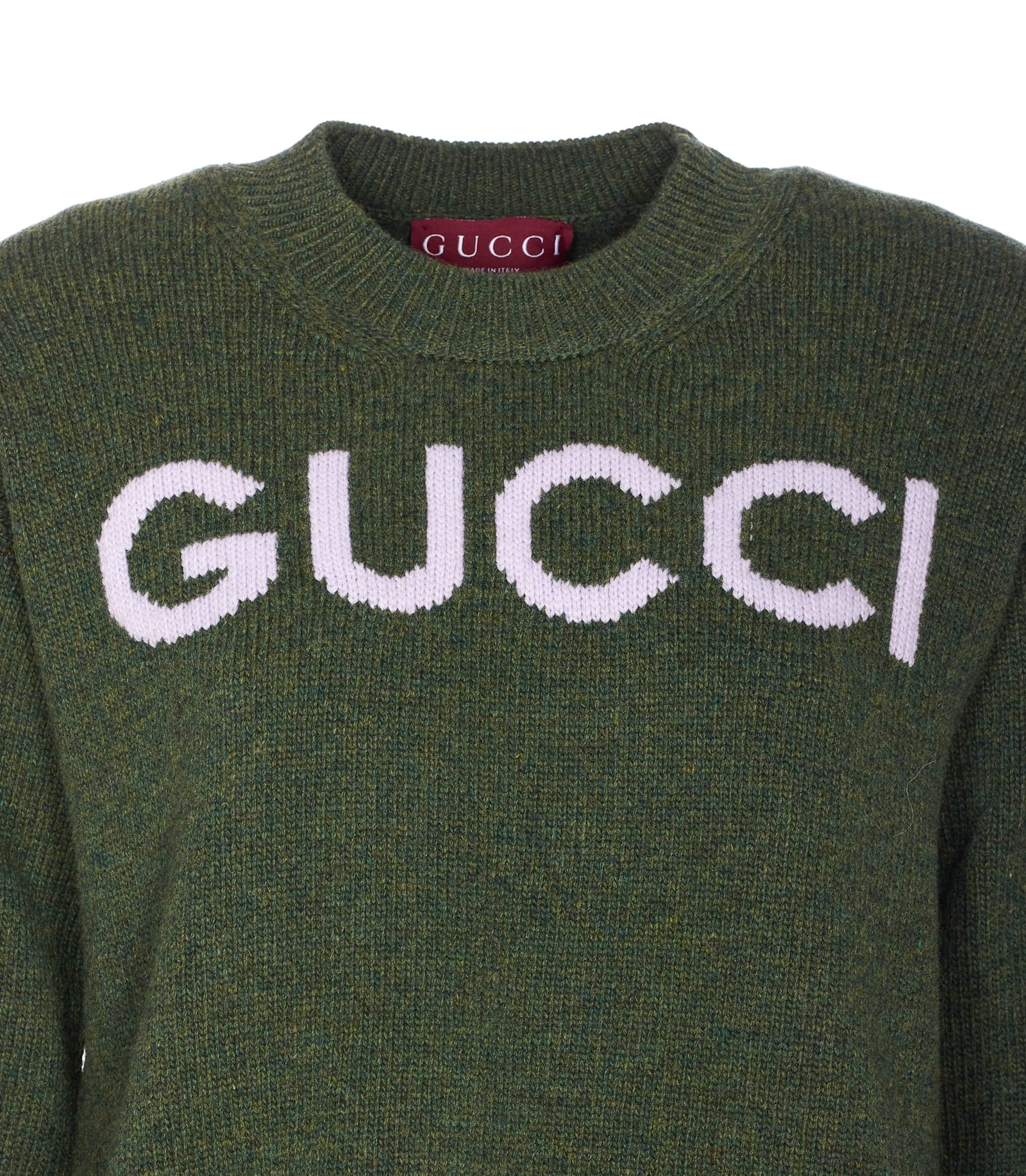 Gucci Sweater With Crew Neck In Wool In Green