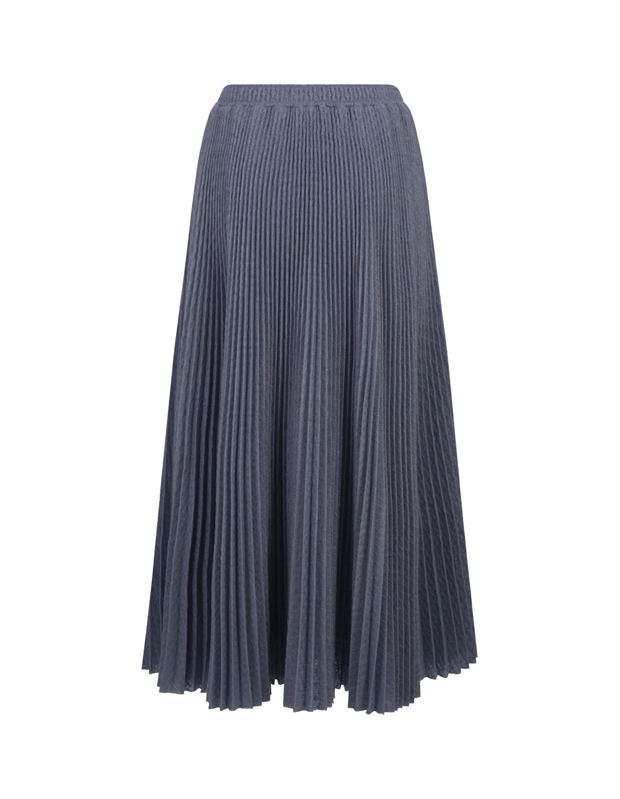 Blue Mohair Blend Pleated Midi Skirt