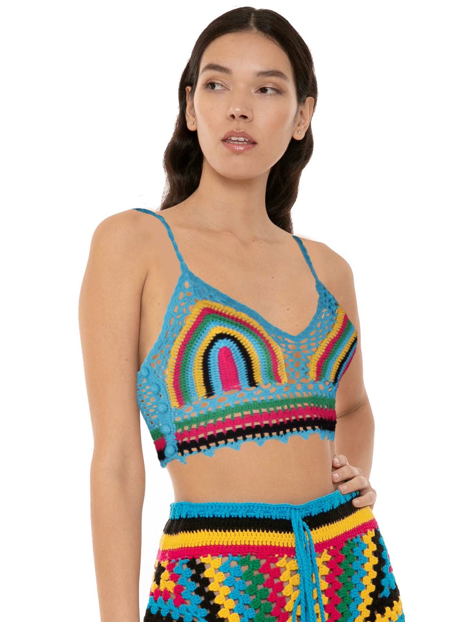 Mc2 Saint Barth Multicolor Crochet Top