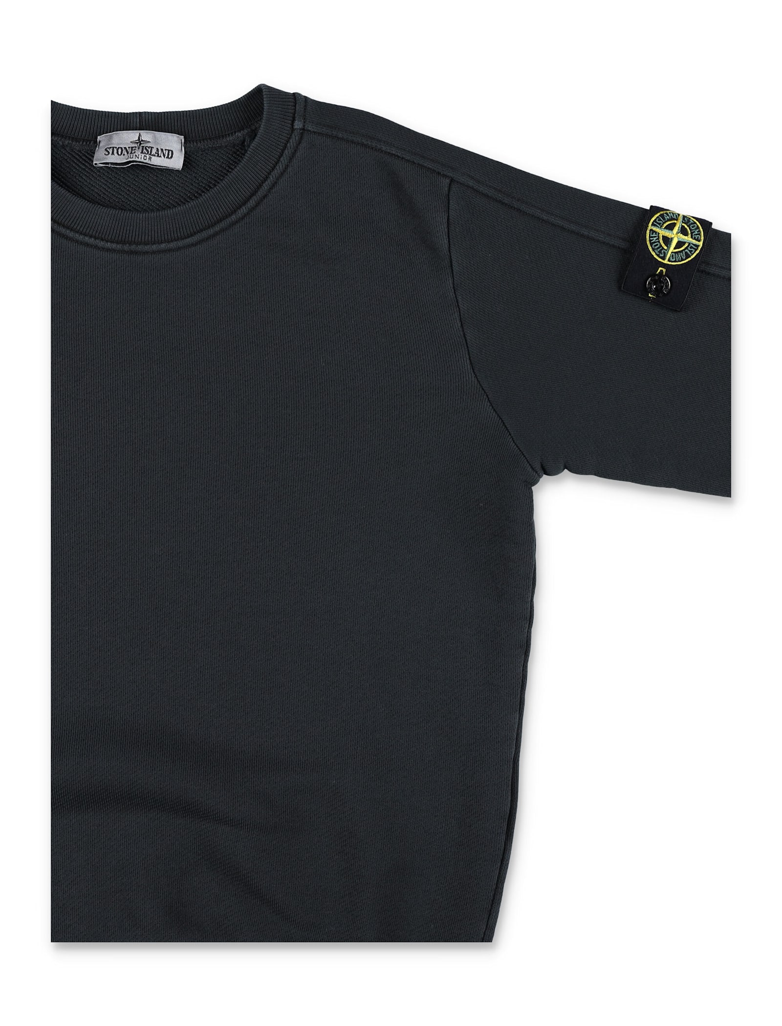 Shop Stone Island Junior Crewneck Sweatshirt With Logo Patch In Black