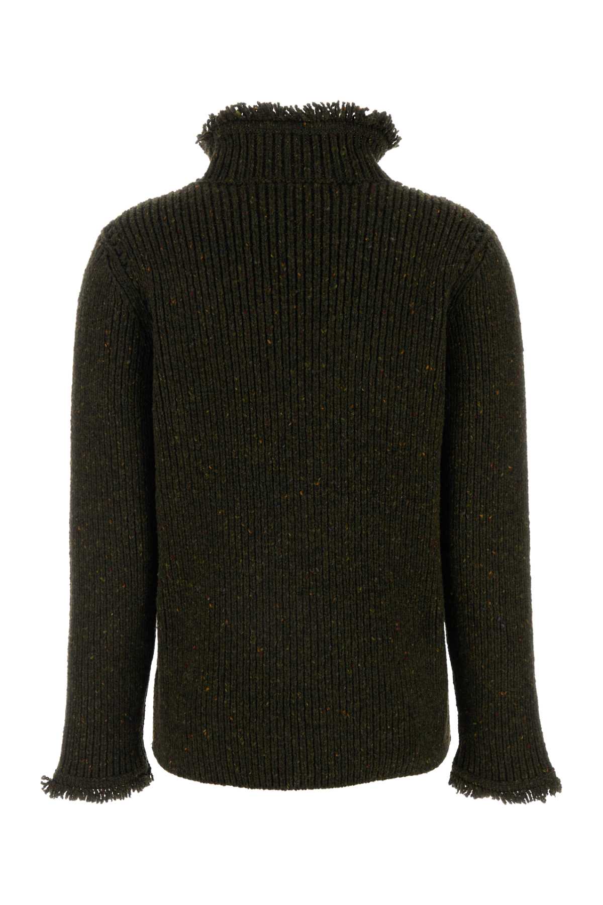 Shop Burberry Melange Bottle Green Wool Sweater In Glen