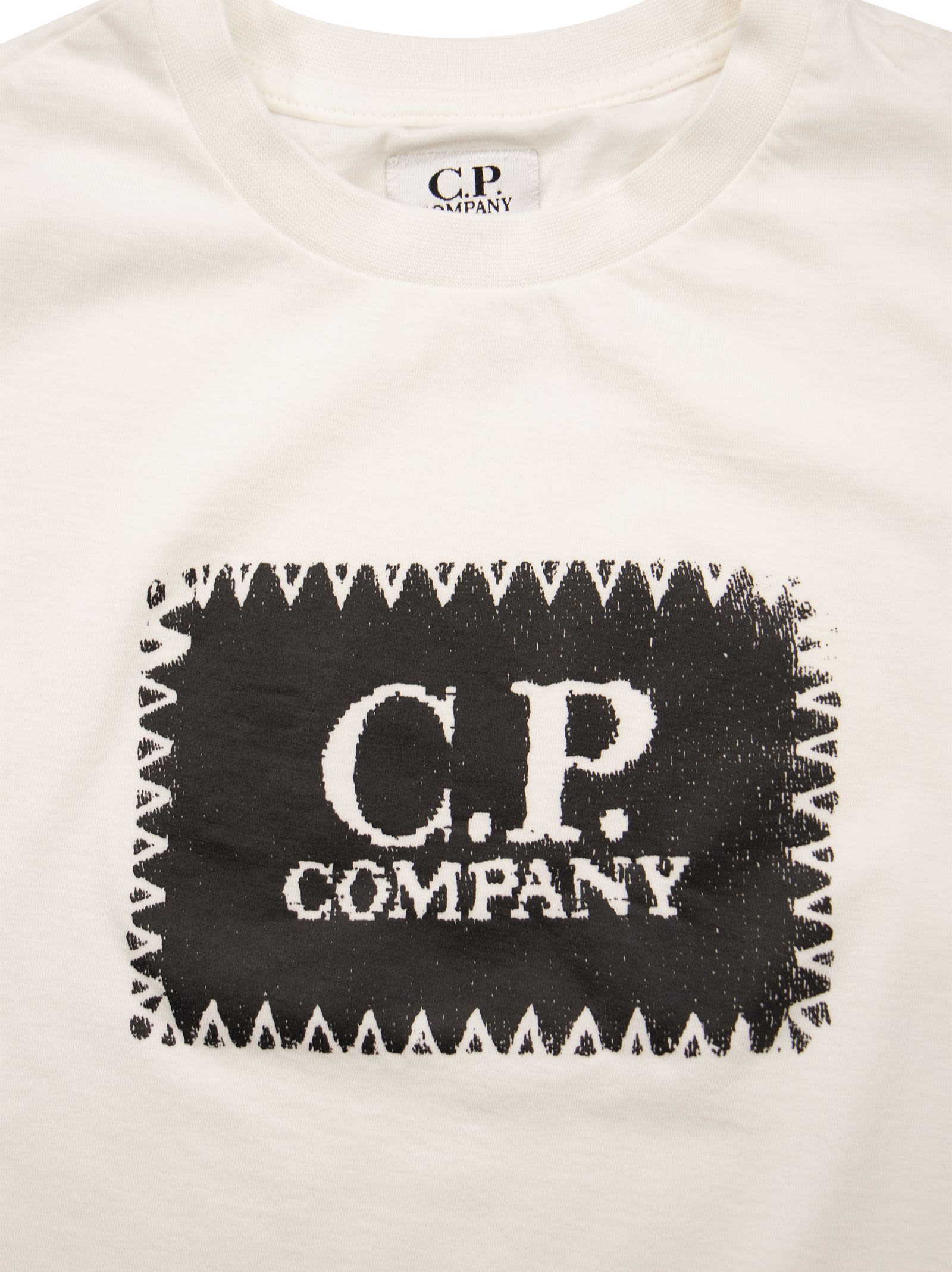 Shop C.p. Company Logo Long Sleeved T-shirt In White